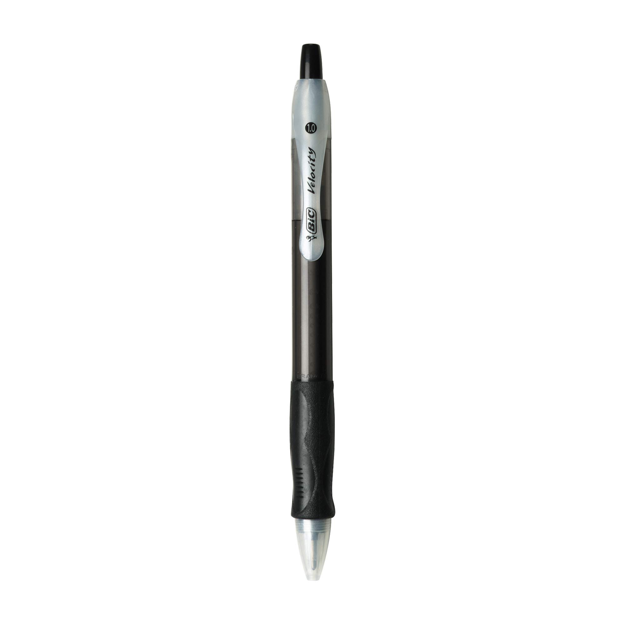 BIC Velocity Retractable Ballpoint Pens - Medium Point 1.0mm, Black Ink, 12-Pack with Comfortable Grip - Ideal for Office, School, Note Taking & Everyday Writing