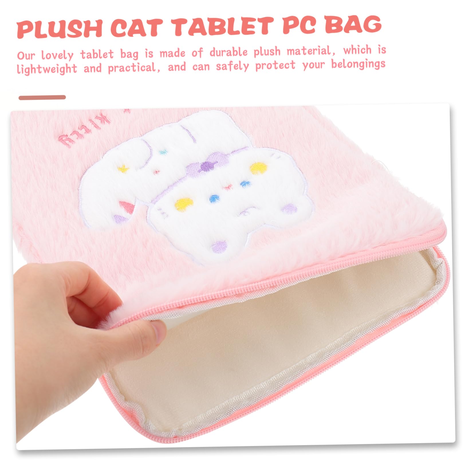 FELTECH Girl's Plush Tablet Bag with Storage Pocket - Perfect for School & Travel