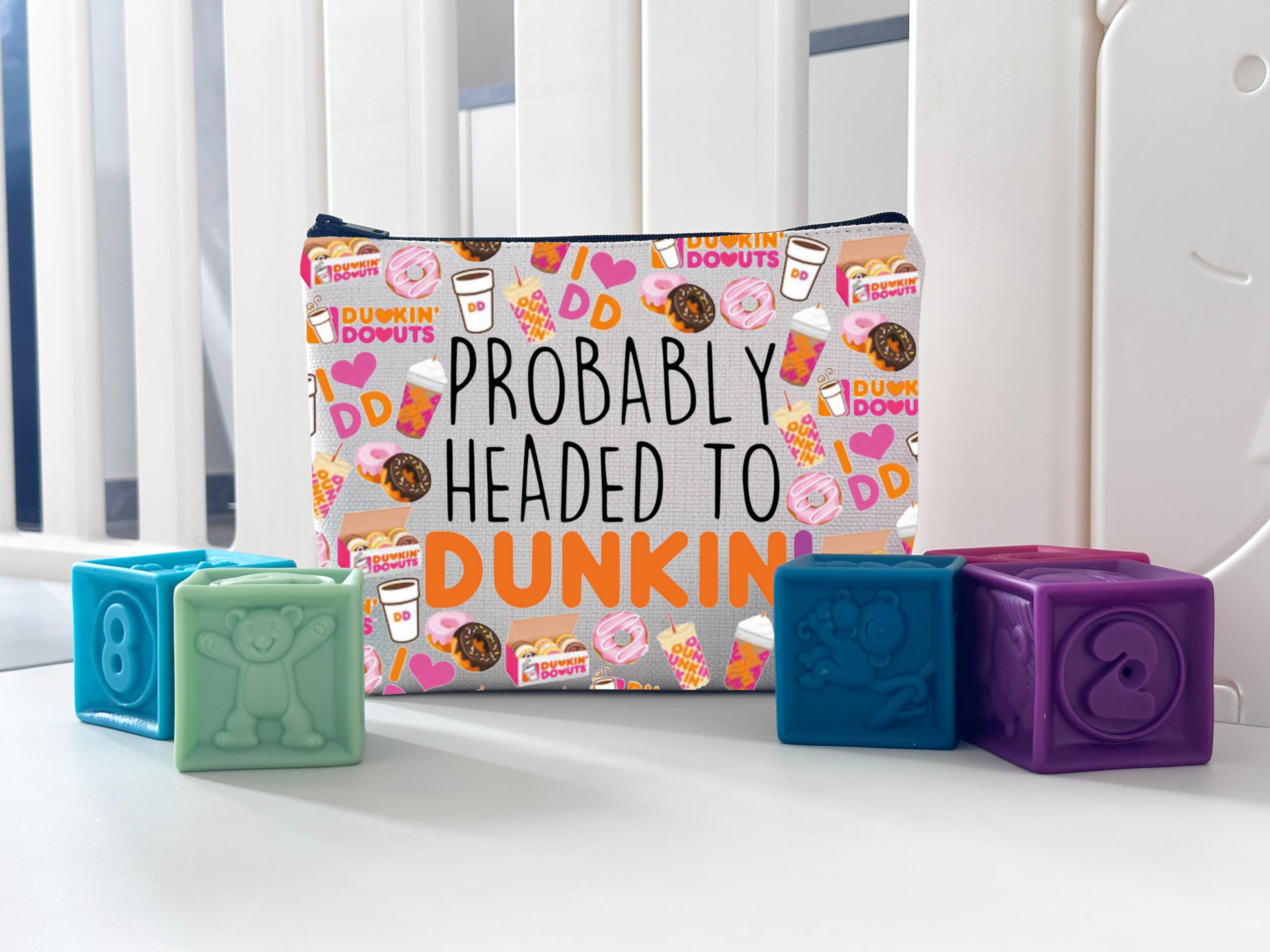 WCGXKO Donut-Themed Makeup Bag - Perfect Gift for Coffee Lovers & Donut Enthusiasts - Cute Cosmetic Organizer for Travel, Gym & Daily Use (Coffee-Inspired Design)