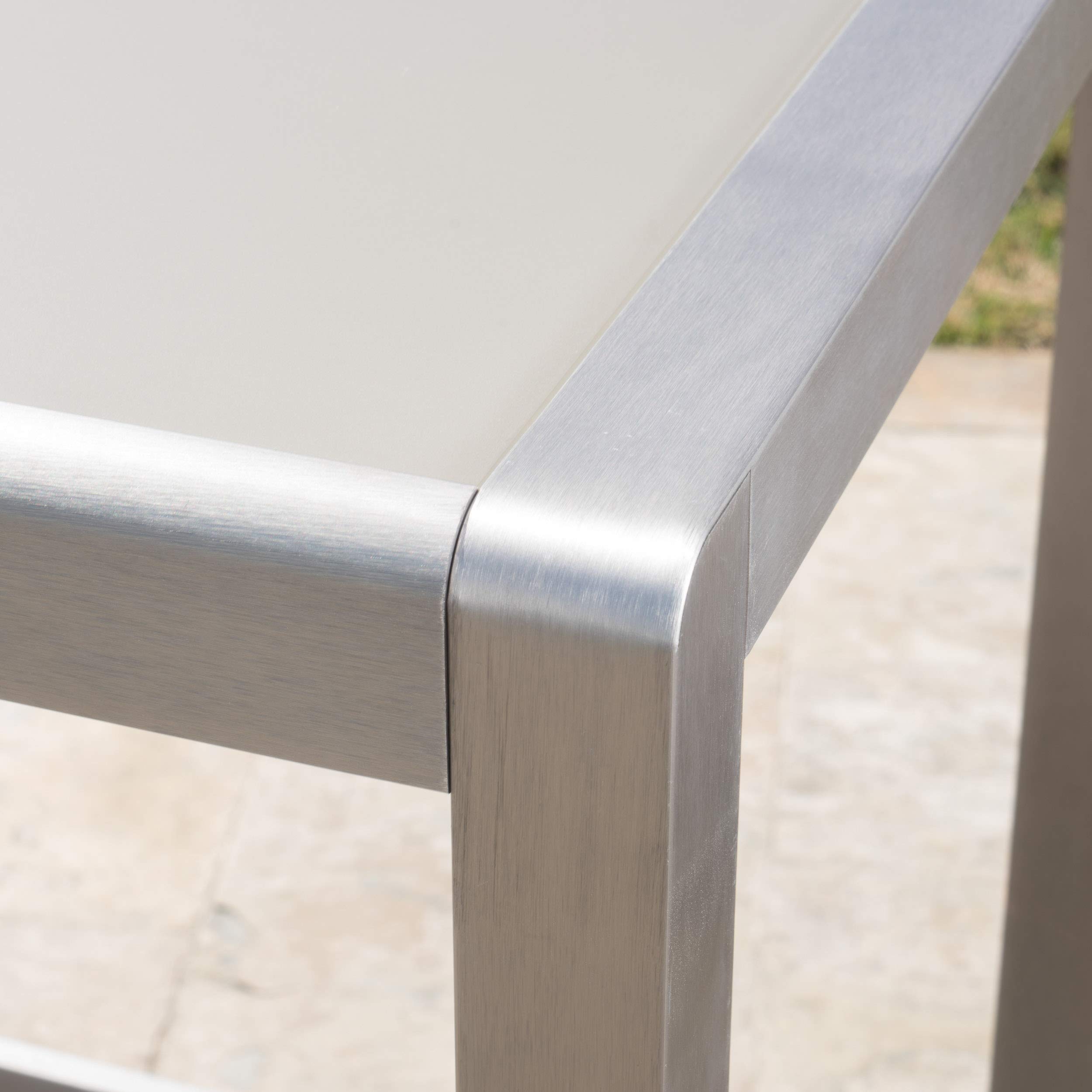 Christopher Knight Home Cape Coral Outdoor Aluminum Bar Table with Glass Top, Grey - Patio, Deck, Garden, and Poolside Dining & Entertaining