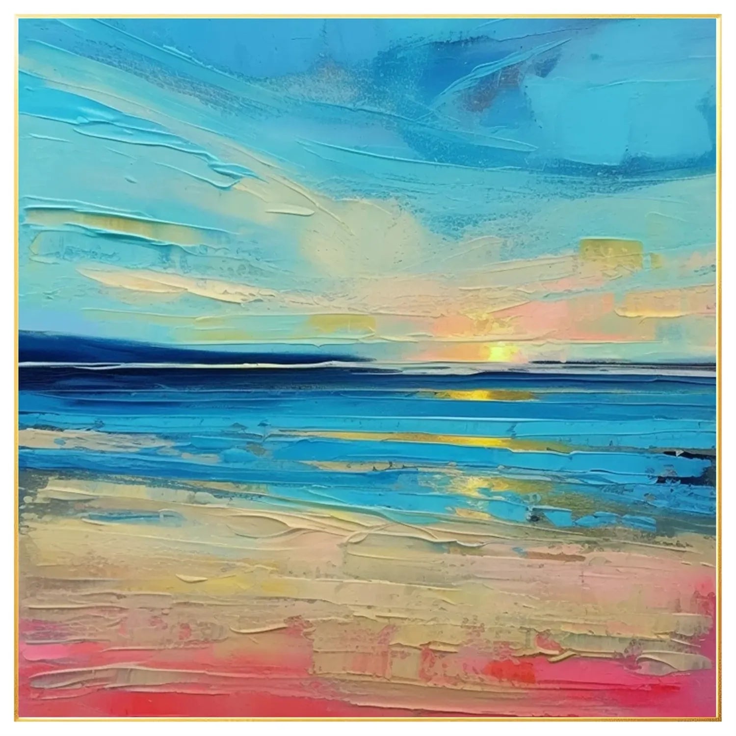 Ocean and Sky Painting #OS 187 - Handmade Canvas Wall Art for Home & Office Decor - Perfect for Living Room, Bedroom, or Office Wall Decoration