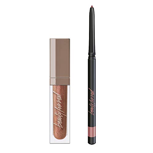 Beauty For Real Lip Kit - Dreams Come True Plumping Lip Gloss & Neutral Lip Liner Set | Hydrating, Non-Sticky Formula with Long-Lasting Wear | Perfect for Date Night, Parties & Everyday Makeup Looks