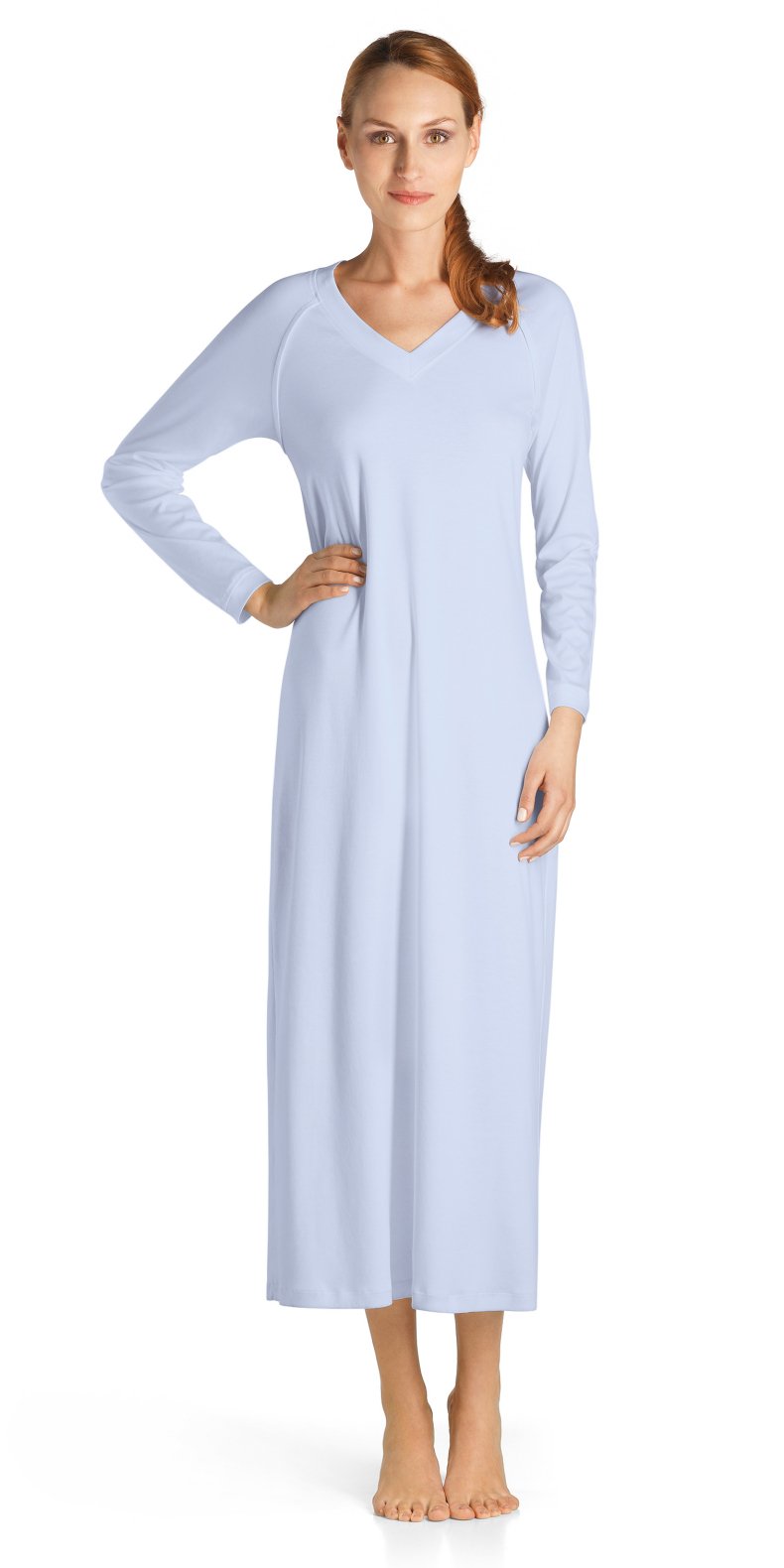 Hanro Women's Pure Essence Long Sleeve Nightgown - Soft Cotton Sleepwear for Comfortable Nights & Relaxing at Home