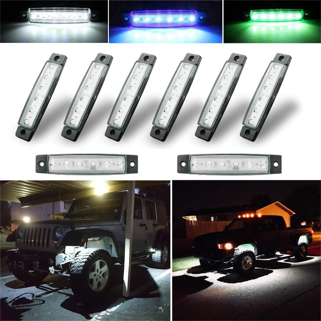 8Pcs LED Rock Lights for Trucks, Jeeps, Golf Carts & Offroad Vehicles - Waterproof Wheel Well Lights & Underglow Kit with Multi-Color Options (White) - Perfect for Night Offroading, Car Shows & Custom Vehicle Lighting