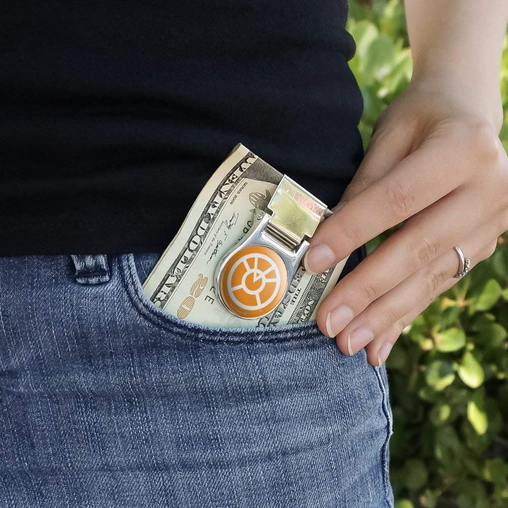 Green Lantern Blackest Night Orange Lantern Logo Satin Chrome Plated Metal Money Clip - DC Comics Collectible Gift for Fans | Perfect for Cash, Cards & Everyday Carry