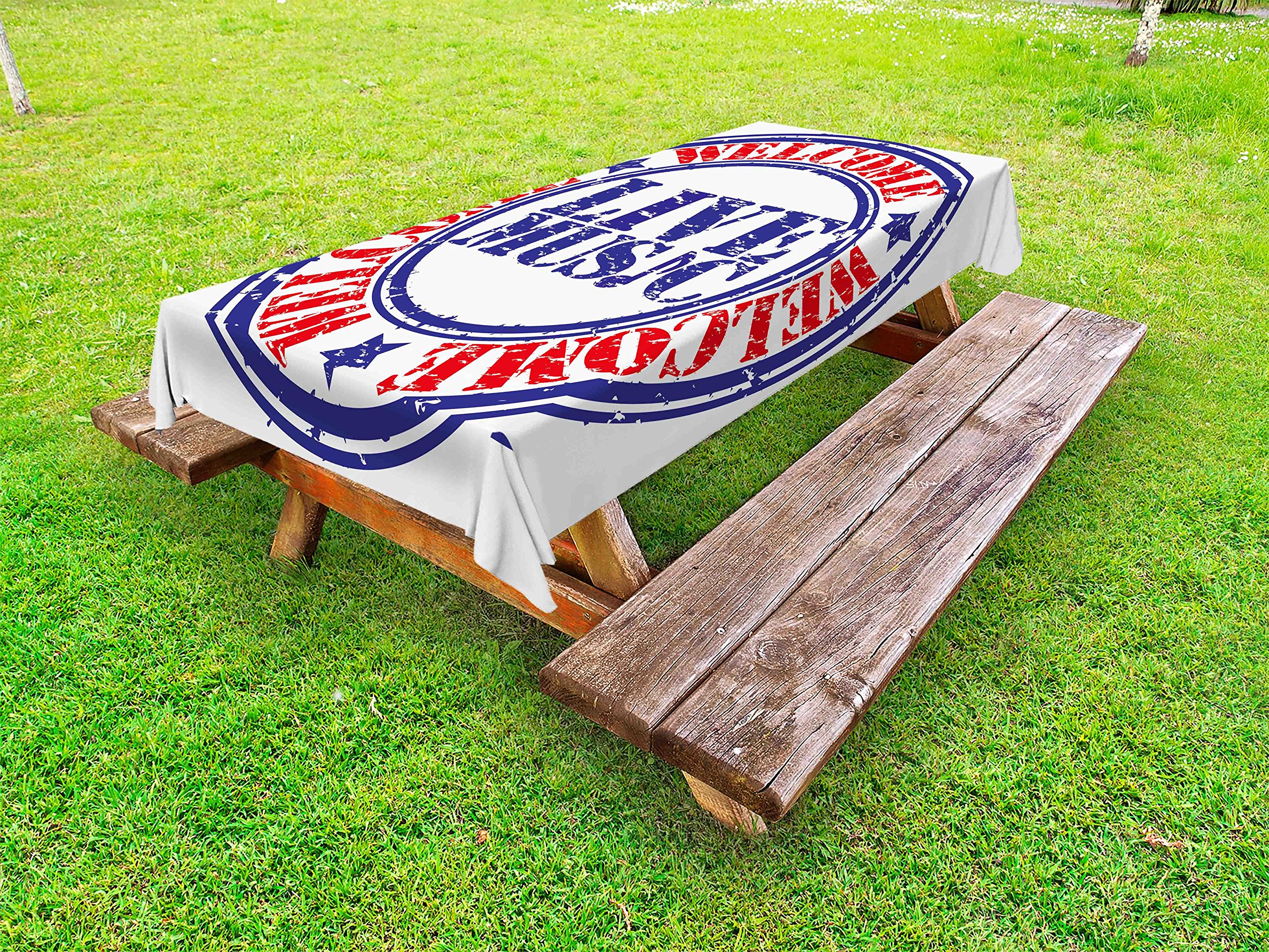 Ambesonne Vintage Grunge Popstar Party Tablecloth - Washable Outdoor Picnic Table Cover 58
