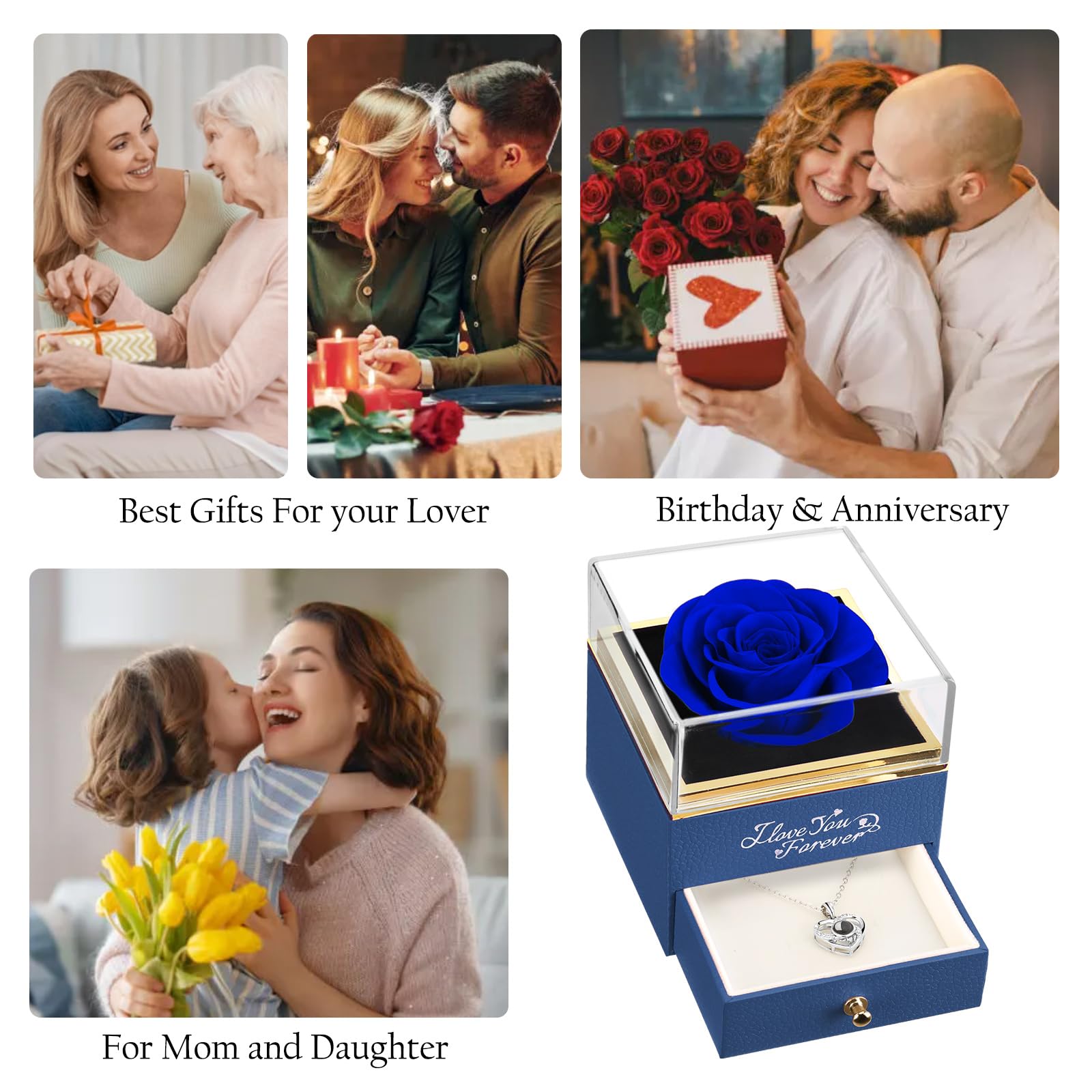 ASELFAD Preserved Real Blue Rose - Eternal Flower Gift for Women | Valentine's Day, Mother's Day, Christmas, Anniversary & Birthday Present for Wife, Girlfriend, Mom | Romantic Home Decor & Keepsake