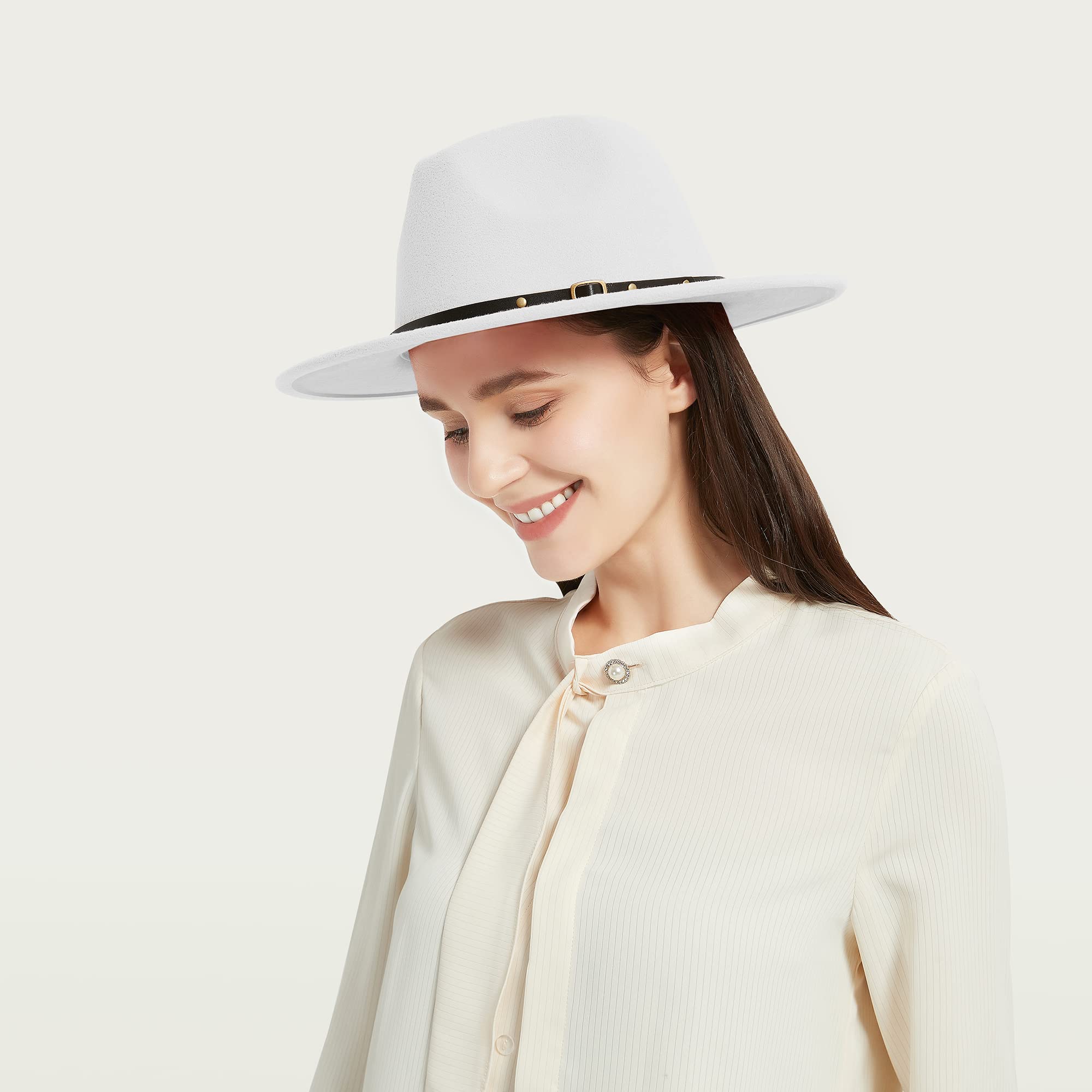Stylish Fedora Hats for Men & Women - Wide Brim Felt Panama Dress Hat with Belt Buckle - Perfect for Outdoor Events, Weddings & Fashion Accessories