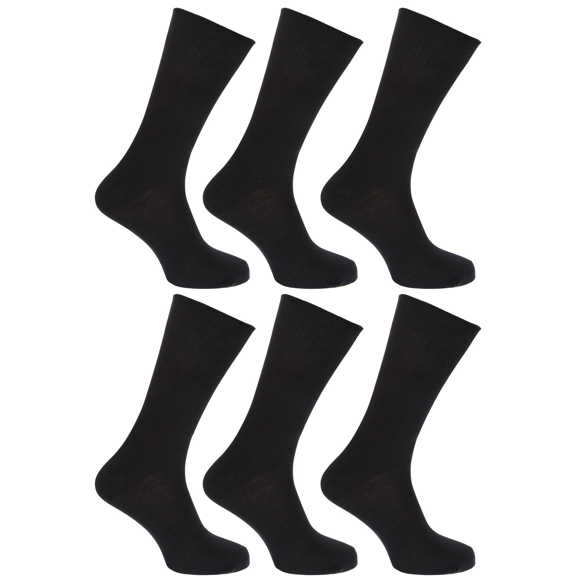 Floso® Men's 100% Cotton Crew Socks - 6 Pack Soft Breathable Everyday Socks for Work, Gym & Casual Wear