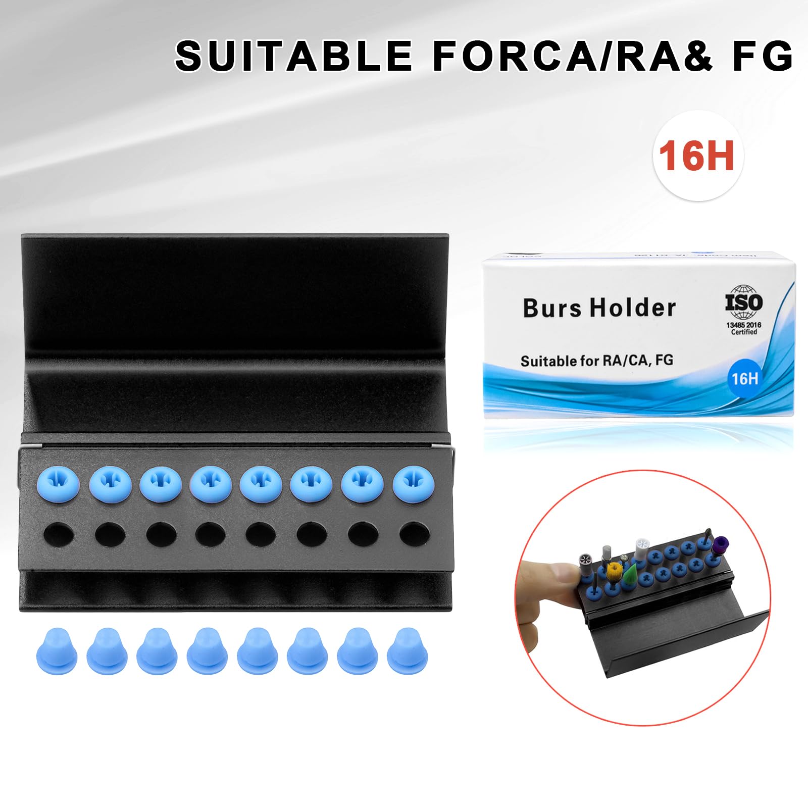 3PCS Black Aluminum Alloy Bur Holder Endo Box with Cover - 16 Hole Dental Tip Organizer & Sterilizer Case for Endodontic Tools - Perfect for Dental Clinics, Labs & Professional Sterilization Organization