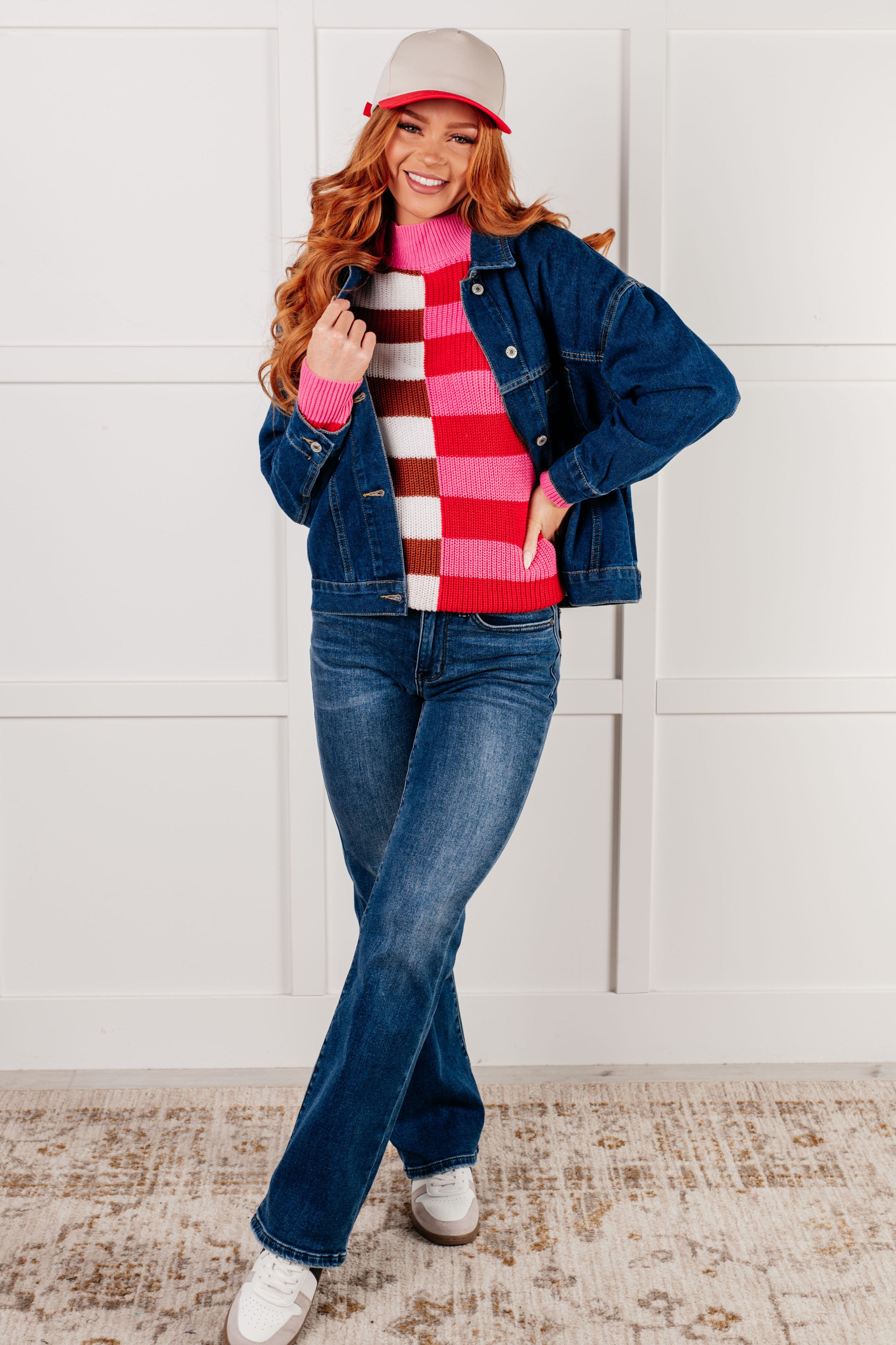 Stylish Color Blocked Stripe Sweater for Women | Trendy Knit Pullover | Perfect for Fall Fashion, Casual Outfits & Office Wear