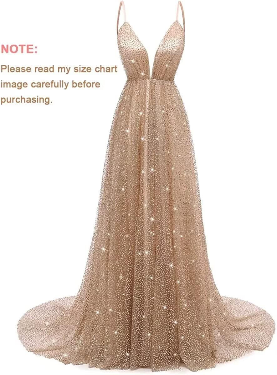Sparkling Deep V-Neck Prom Dresses for Women - Elegant Backless Long Tulle Formal Evening Gown for Homecoming, Wedding, Ball & Special Occasions