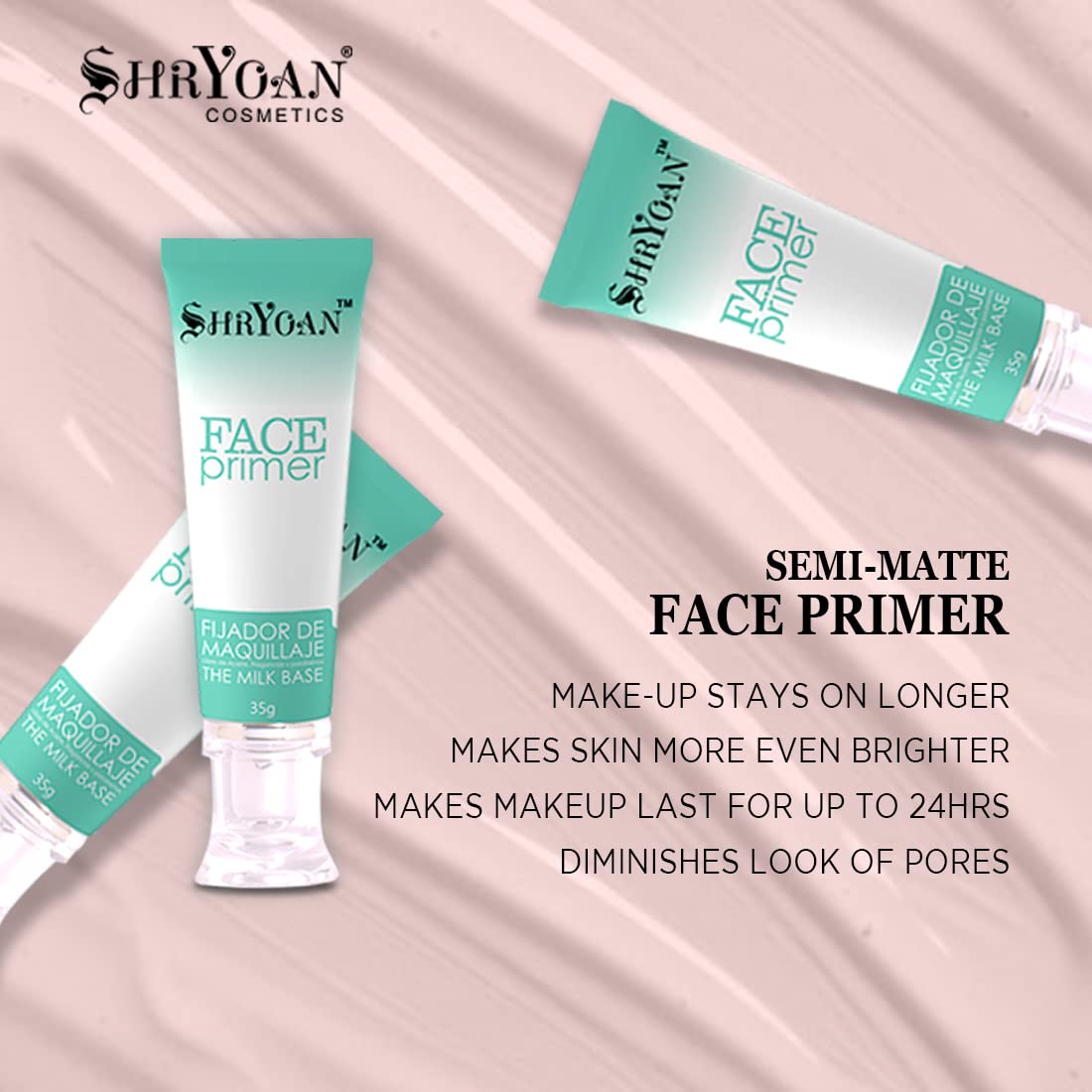 Shryoan Premium Milk Base Face Primer - 35g Hydrating Makeup Base for Flawless Skin | Perfect for Daily Use, Special Occasions & Photography Makeup