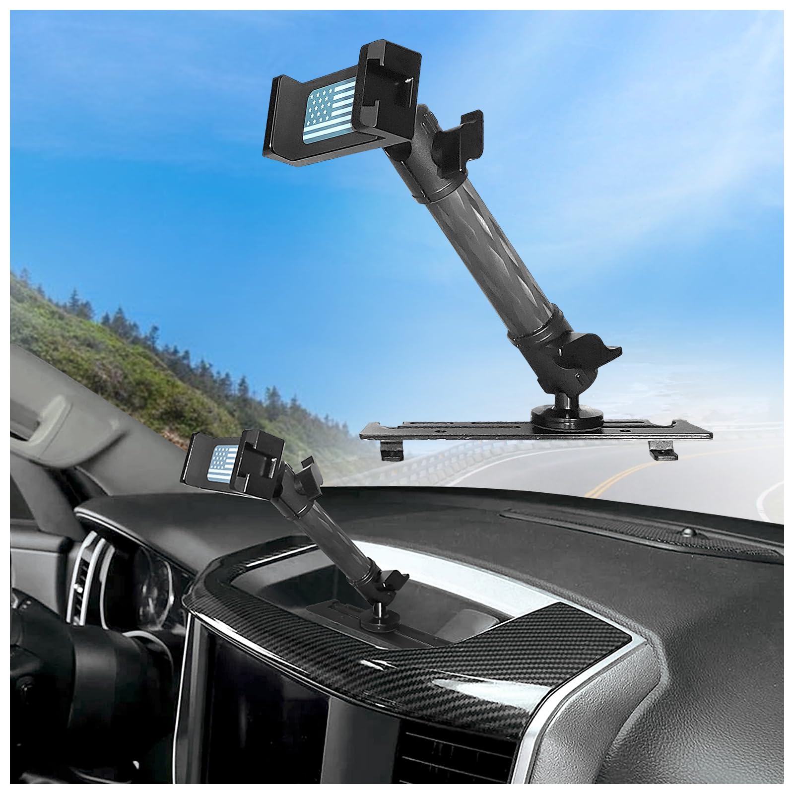 2018 RAM Truck Dash Mount Phone Holder - Compatible with 2013-2018 RAM 1500/2500/3500 - Heavy Duty Metal Car Phone Mount - Secure Phone Holder for Driving & Navigation
