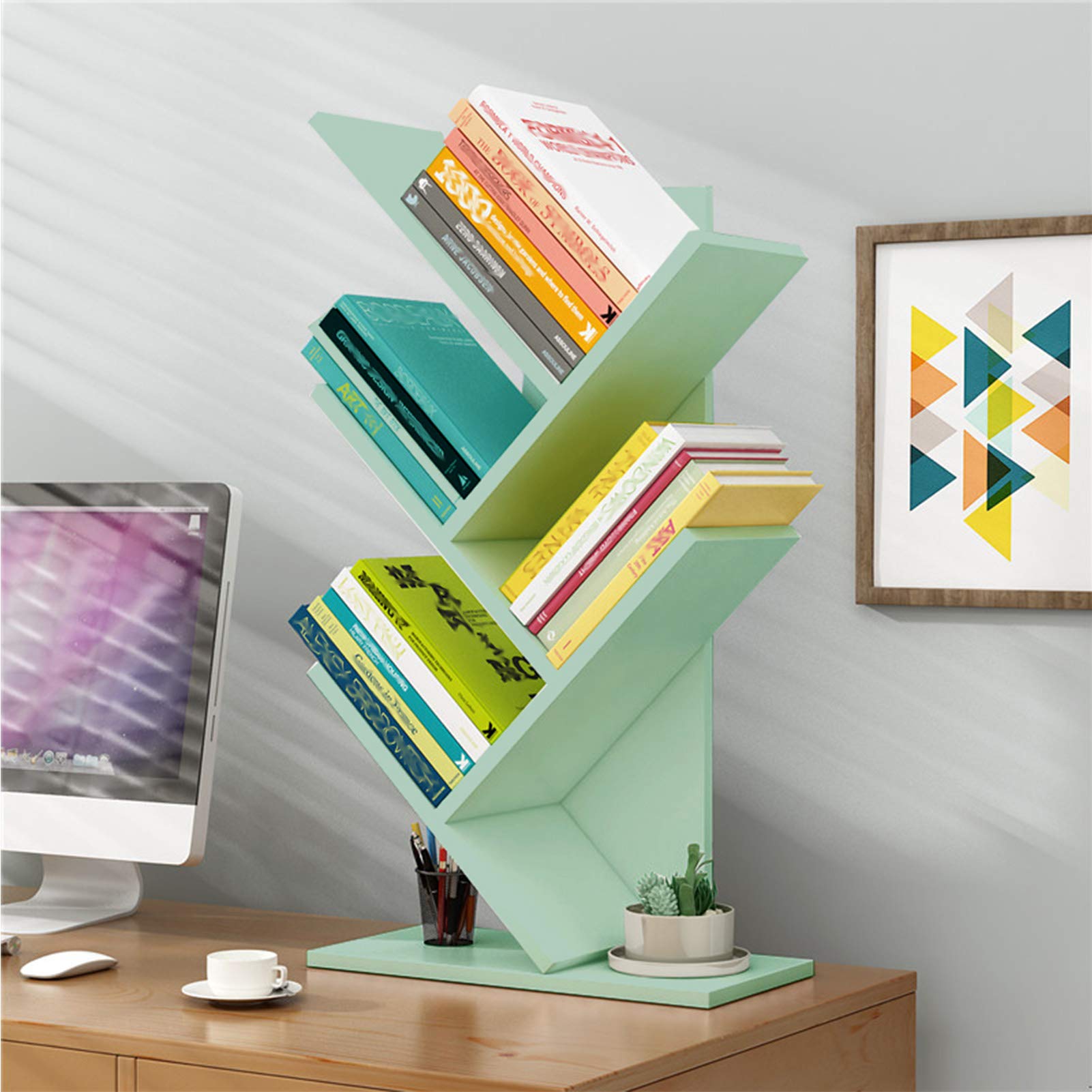 Tree-Shaped Desktop Bookshelf Organizer - Stylish Bookcase for Books, Magazines & CDs Storage - Perfect for Bedroom, Living Room & Office Workspace Decor