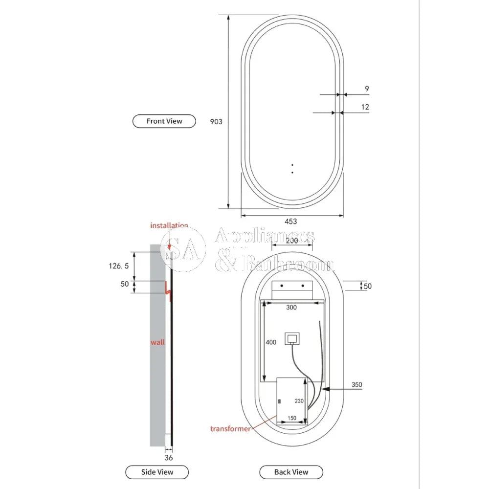 Aulic Beau Monde LED Vanity Mirror with Touch Control - 17.7