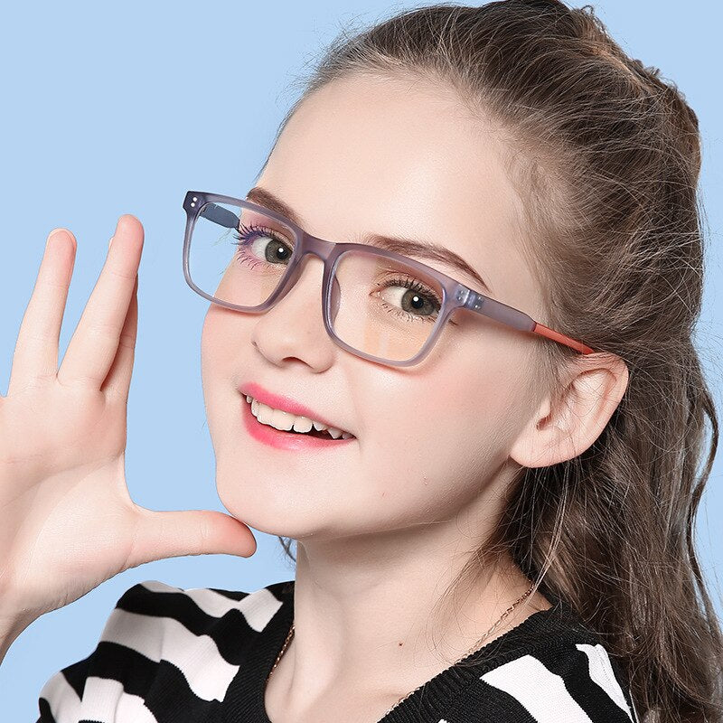 Bclear Kids Square Full Rim Silica Titanium Eyeglasses WD5105 - Durable & Lightweight Children's Glasses for School, Reading & Daily Wear
