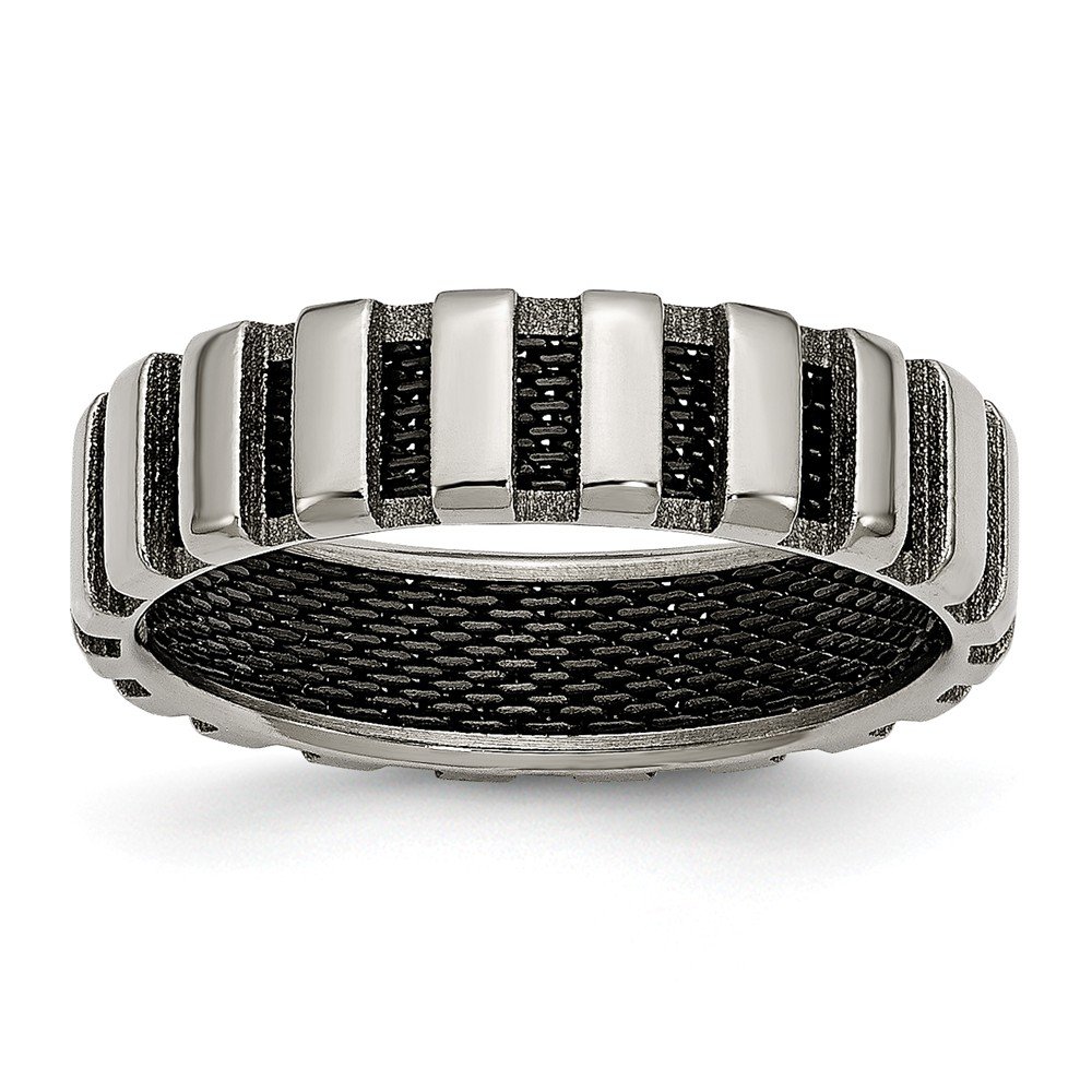 Titanium and Black IP-Plated 6mm Wedding Band Ring for Men - Durable, Comfort Fit, Hypoallergenic - Perfect for Engagement, Anniversary, and Everyday Wear