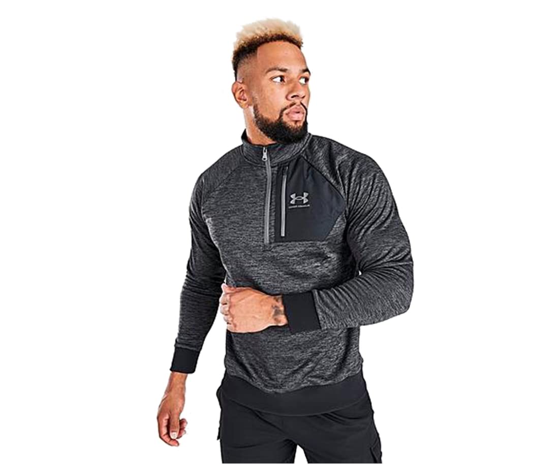 Under Armour AF Half-Zip Sweatshirt for Men - Charcoal Active Pullover (Size S) | Gym, Running & Casual Wear