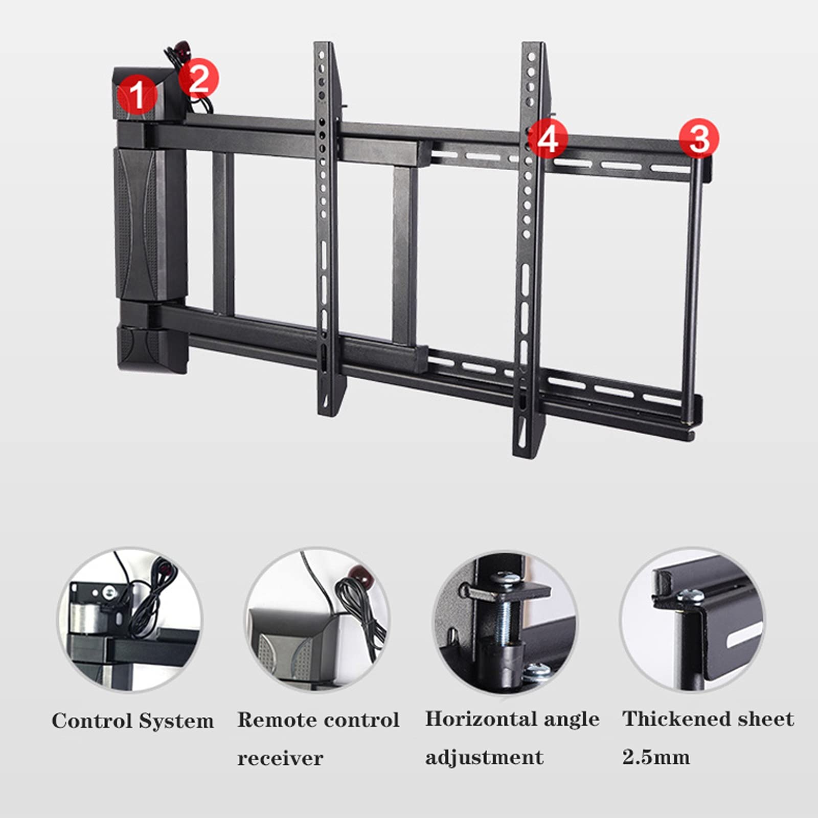 Universal TV Wall Mount Bracket for 32-55 Inch Flat Screen TVs - Adjustable Electric TV Stand with Remote Control, 360° Rotation, Smart Fixed Design for Living Room, Bedroom & Office