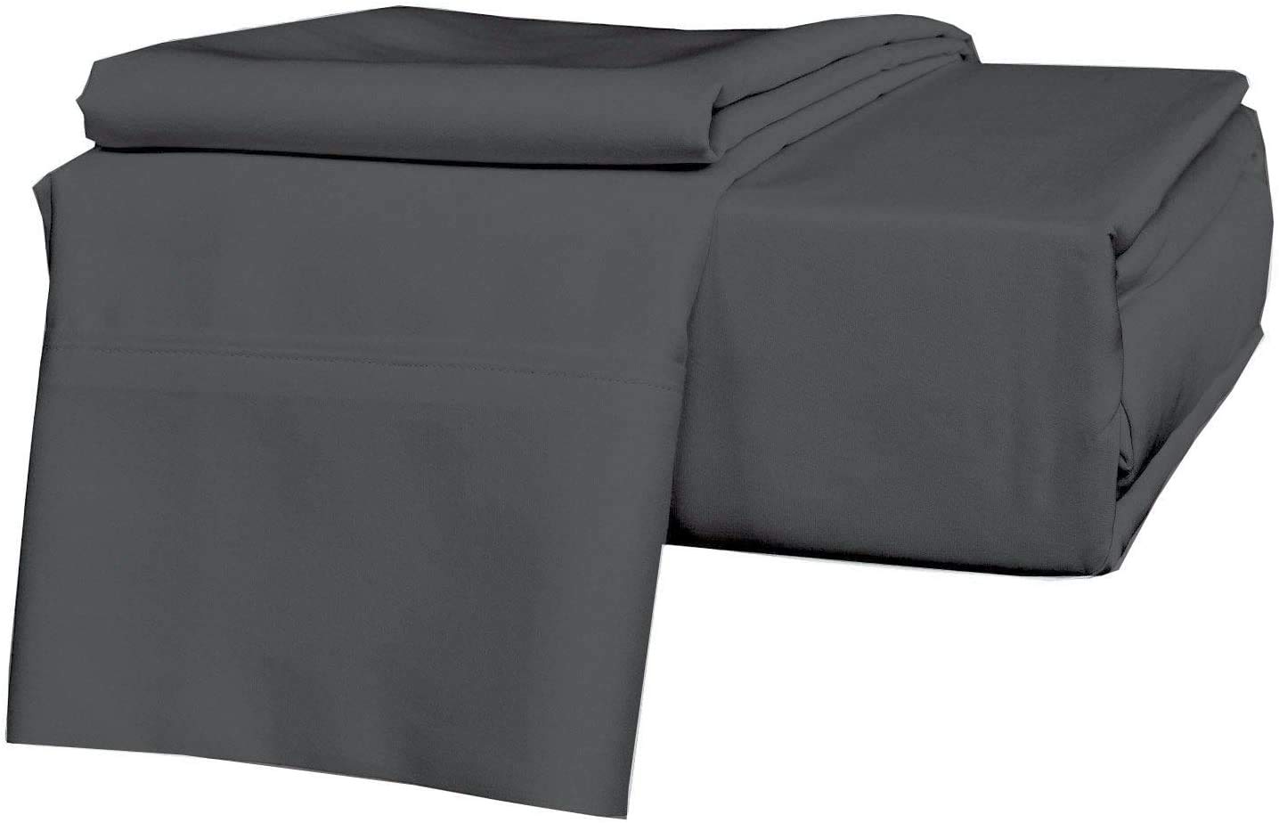 Premium 4-Piece Twin Size Sheet Set - Ultra Soft, Deep Pocket, Breathable & Cooling Bed Sheets - Hotel Luxury Quality - Dark Grey Solid - Perfect for Guest Rooms, Dorms & Cozy Bedrooms