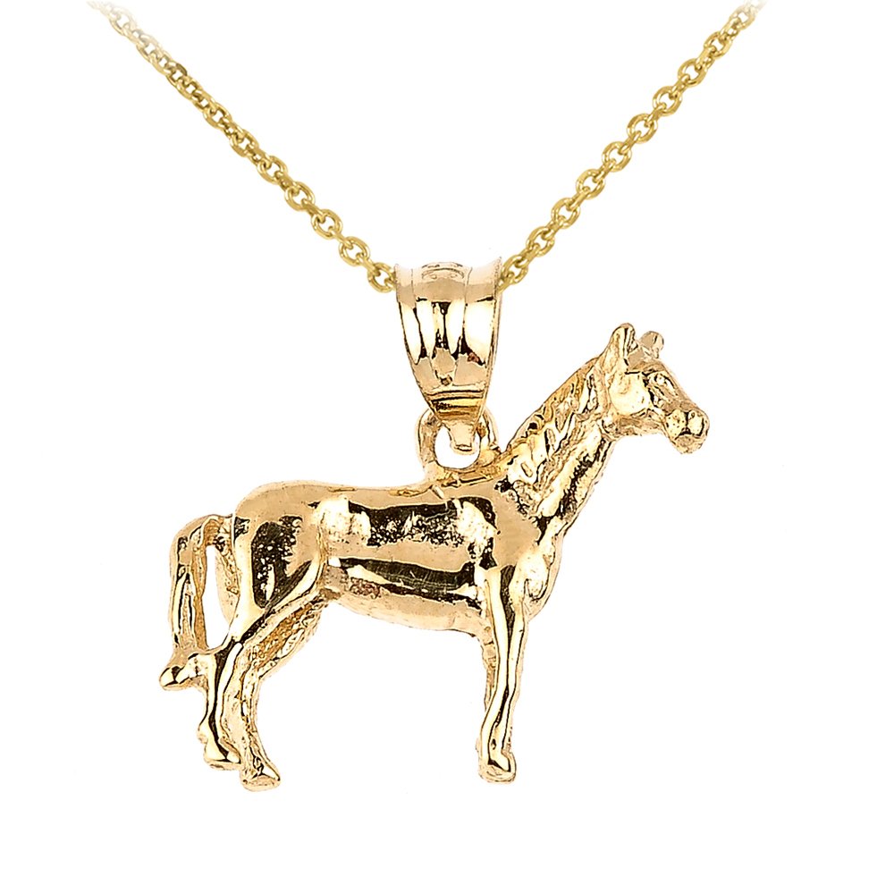 14K Gold Horse Charm Pendant Necklace - Elegant Animal Jewelry for Women, Gift for Equestrian Lovers, Perfect for Weddings, Birthdays & Everyday Wear