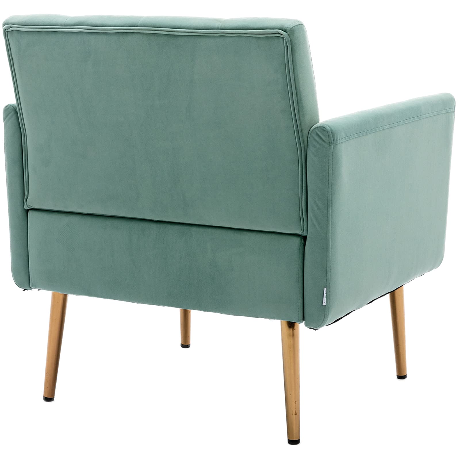 Modern Velvet Accent Chair with Gold Metal Feet - Luxurious Living Room & Bedroom Lounge Chair, Compact Single Sofa for Small Spaces, Perfect TV Armrest Seat for Home, Office or Coffee Shop (Light Green) - Ideal for Relaxing, Reading & Entertaining Guests
