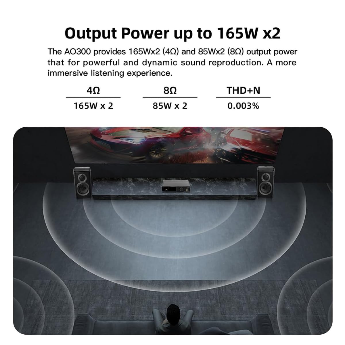 SMSL AO300 MA5332MS 165W Class D Amplifier with CS43131 DAC | USB/Coax/Optical/BT/HDMI ARC/RCA Inputs | 4.4mm/6.35mm Headphone & Subwoofer Output | Hi-Fi Stereo Audio System (Black) - Perfect for Home Theater, Gaming & Music Listening