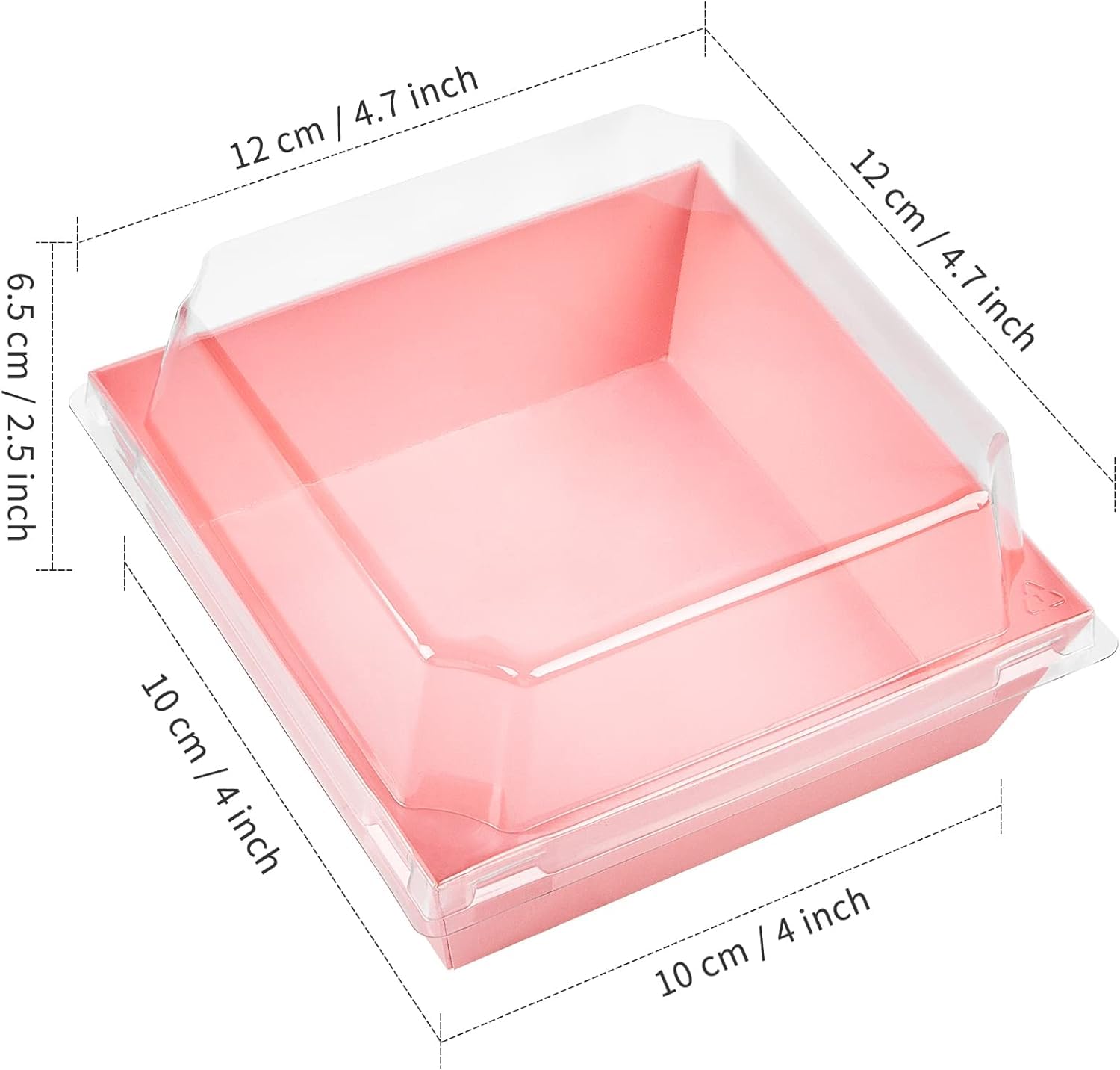 50 Pack Small Charcuterie Boxes with Clear Lids - 4 Inch Disposable Bakery Dessert Boxes for Cookies, Cake Slices, Mini Cakes, Chocolates & Strawberries | Perfect for Party Favors, Wedding Treats, Gift Boxes & Takeout Food Containers (Pink)