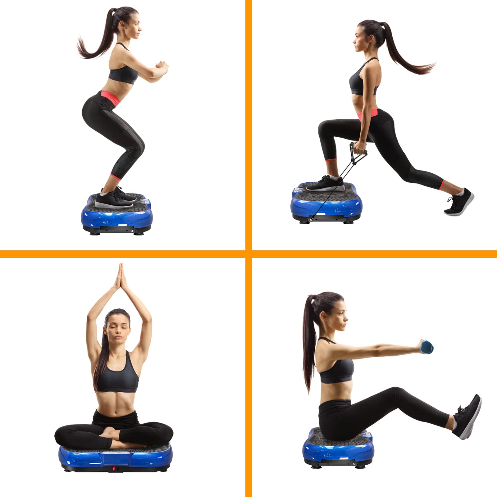 Bigzzia Vibration Plate Exercise Machine - 10 Speed Modes, Whole Body Workout Platform with Resistance Bands & Bluetooth Speaker | Home Gym Equipment for Weight Loss, Muscle Toning & Recovery | Perfect for Home Fitness, Physical Therapy & Post-Workout Relaxation