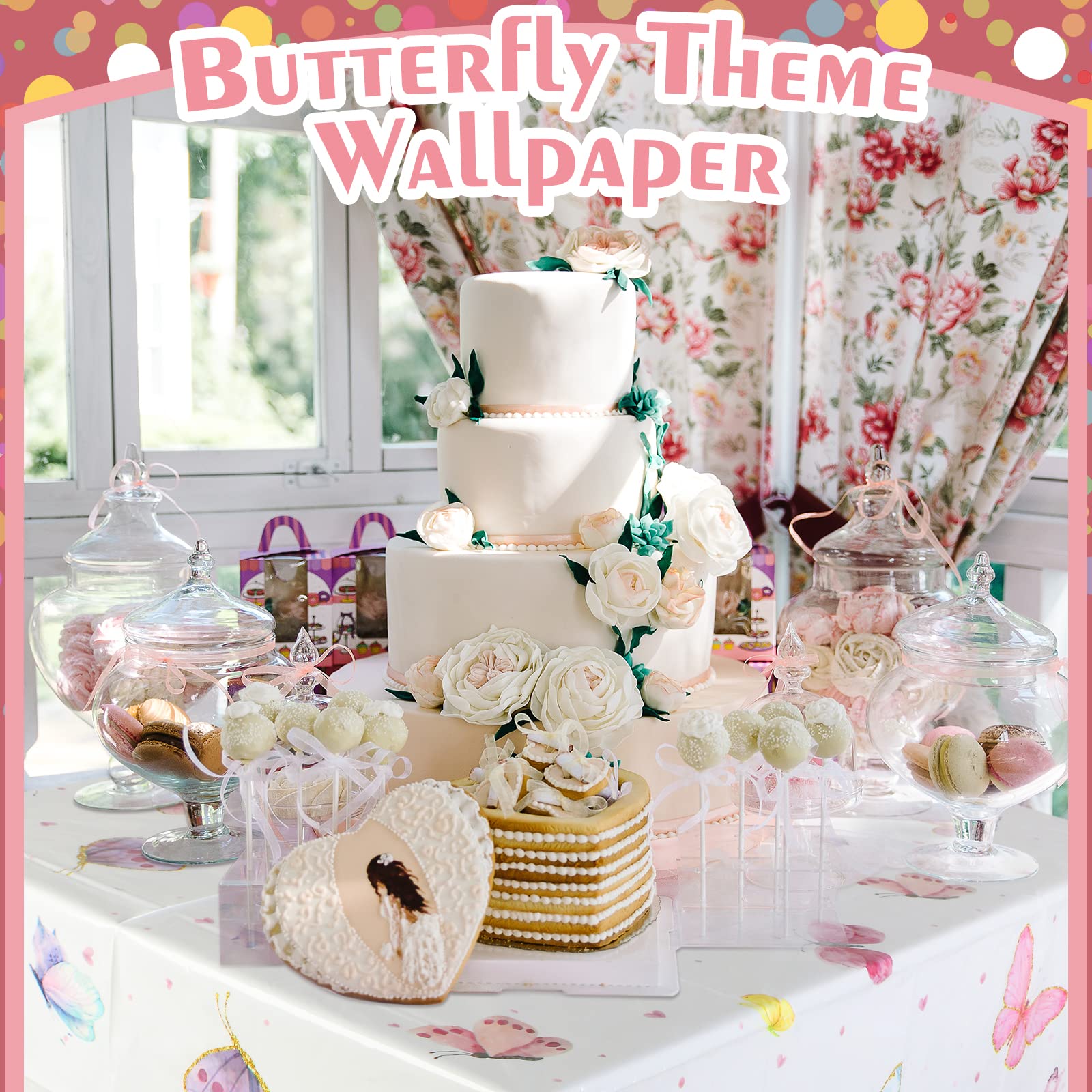 3 Pack Butterfly Printed Plastic Tablecloths - Rectangle Party Table Covers for Birthday, Wedding & Spring Theme Decorations - Waterproof & Disposable for Indoor/Outdoor Events