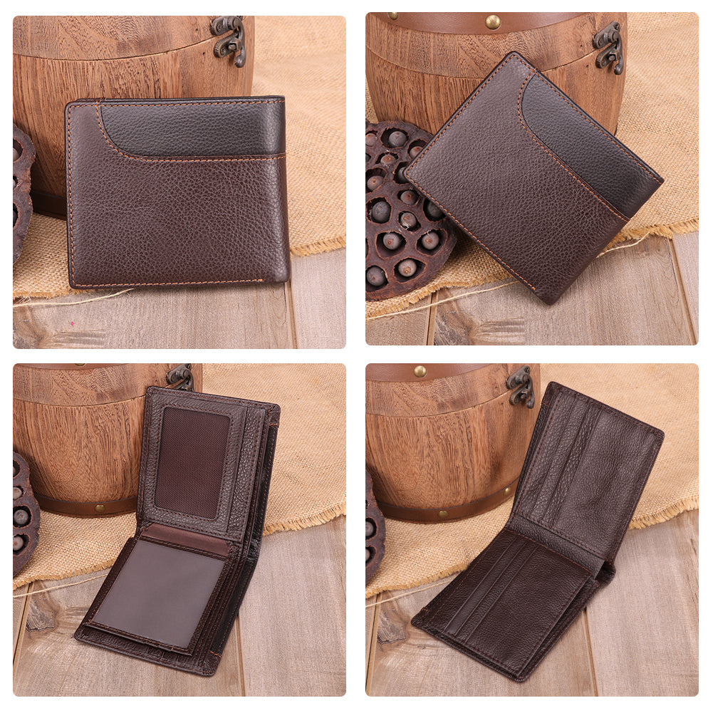 Slim Genuine Leather Men's Wallet - RFID Blocking Bifold Wallet for Men - Minimalist & Lightweight - Perfect for Everyday Carry, Travel & Business Use