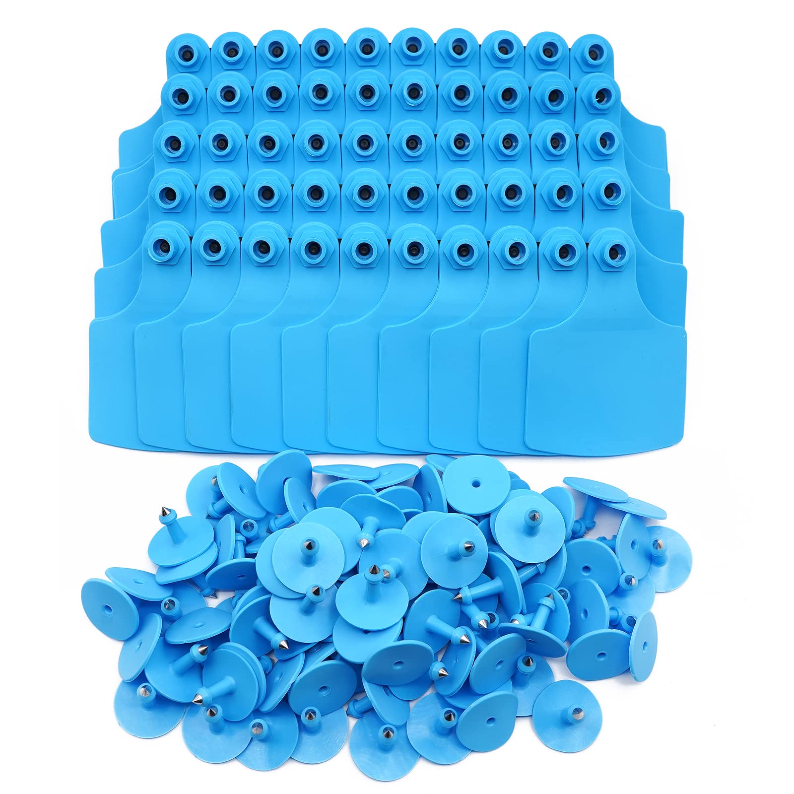 4.1' x 3' Livestock Blank Ear Tags - 100pc TPU Animal Identification Tags for Cattle, Cow, Swine, Deer, Camel & Horse (Blue) | Durable Farm & Ranch Use for Animal Tracking & Management
