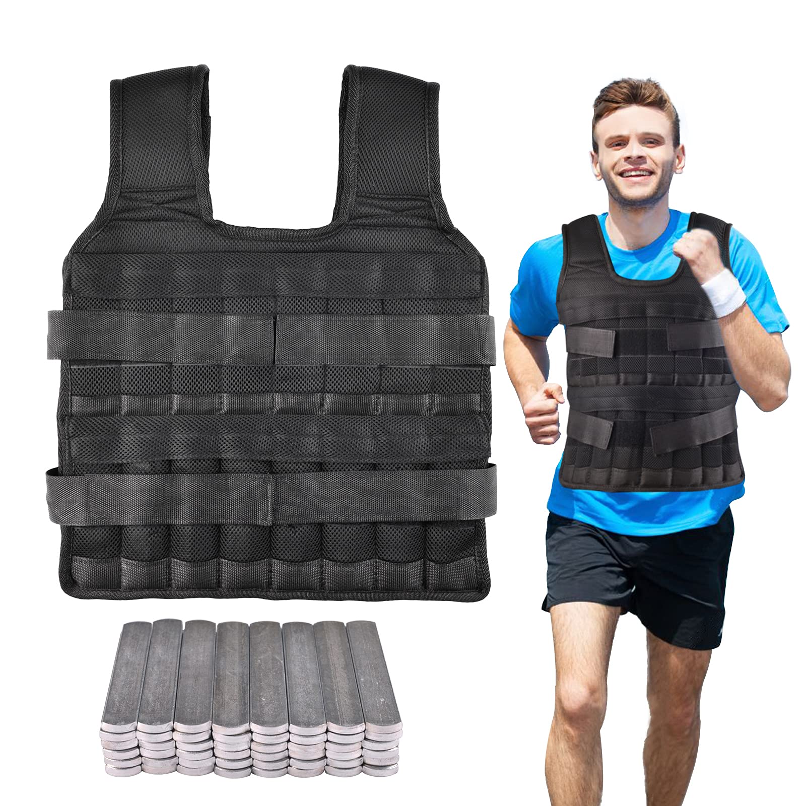 SurmountWay Weighted Vest for Men - Adjustable Workout & Strength Training Vest with Removable Weights - Perfect for Running, CrossFit, and Gym Training