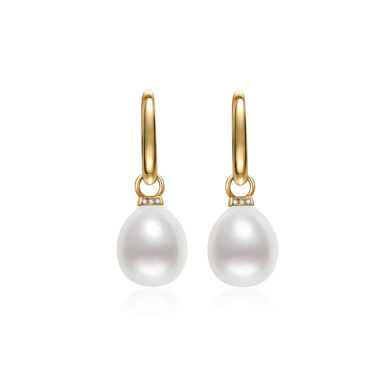 18K Solid Gold Australian White Pearl Earrings - Classic Studs for Women, Gift Box Included | Perfect for Weddings, Parties & Everyday Elegance