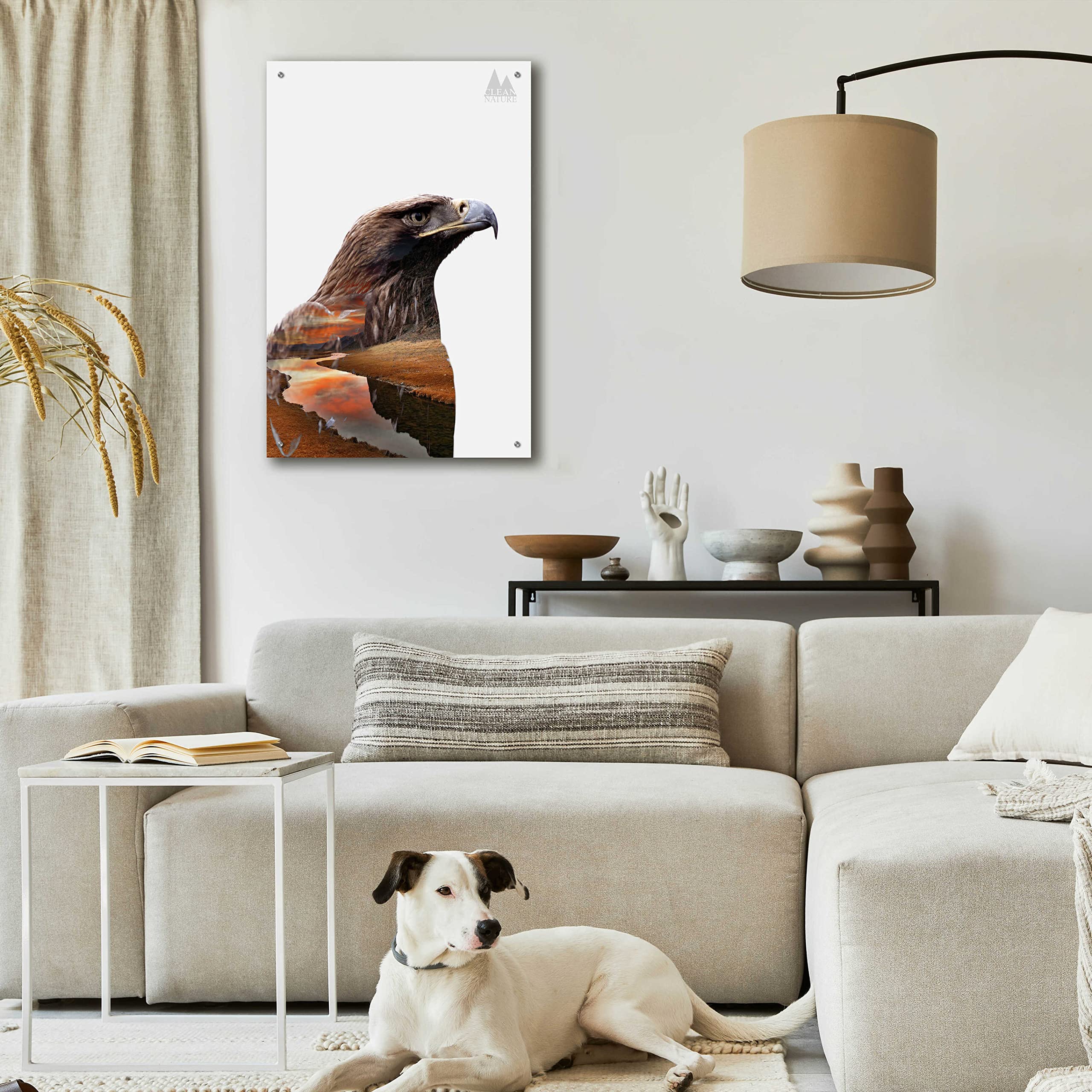 Epic Eagle Acrylic Glass Wall Art by Clean Nature - 24x36 Inches, Modern Home Decor for Living Room, Bedroom & Office - Durable & Vibrant Print