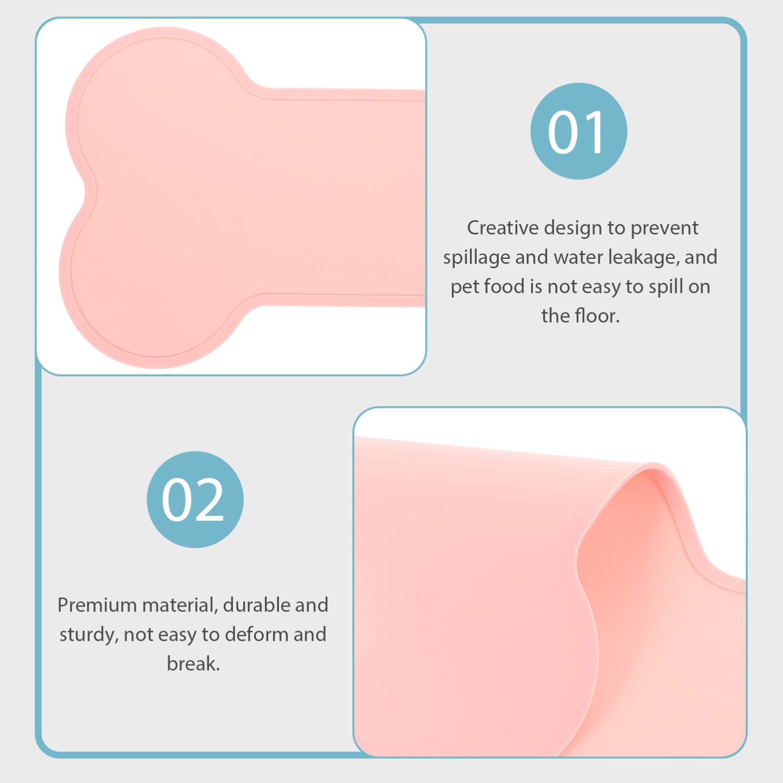 Bone Shaped Silicone Dog Bowl Mat - Waterproof Pet Feeding Mat with Raised Edge to Prevent Food & Water Spills | Perfect for Messy Eaters & Indoor/Outdoor Use