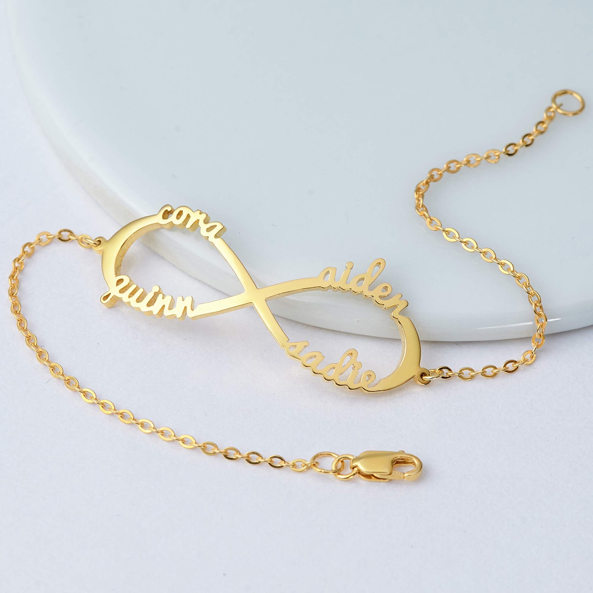 New Mom Bracelet - Personalized Sterling Silver & 18K Gold Plated Mother's Jewelry with Kids Name - First Baby Gift for Mother, Mother Daughter Bracelet, Birthday Gift for Mom - Perfect for Mother's Day, Baby Shower & Special Occasions