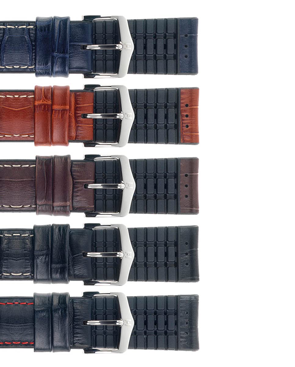 Hirsch George Embossed Calf Leather Watch Strap - 20mm 22mm 24mm Quick Release Watch Band for Men - Black Blue Brown Golden Brown Leather Watch Strap Replacement - Perfect for Dress Watches, Business & Formal Occasions