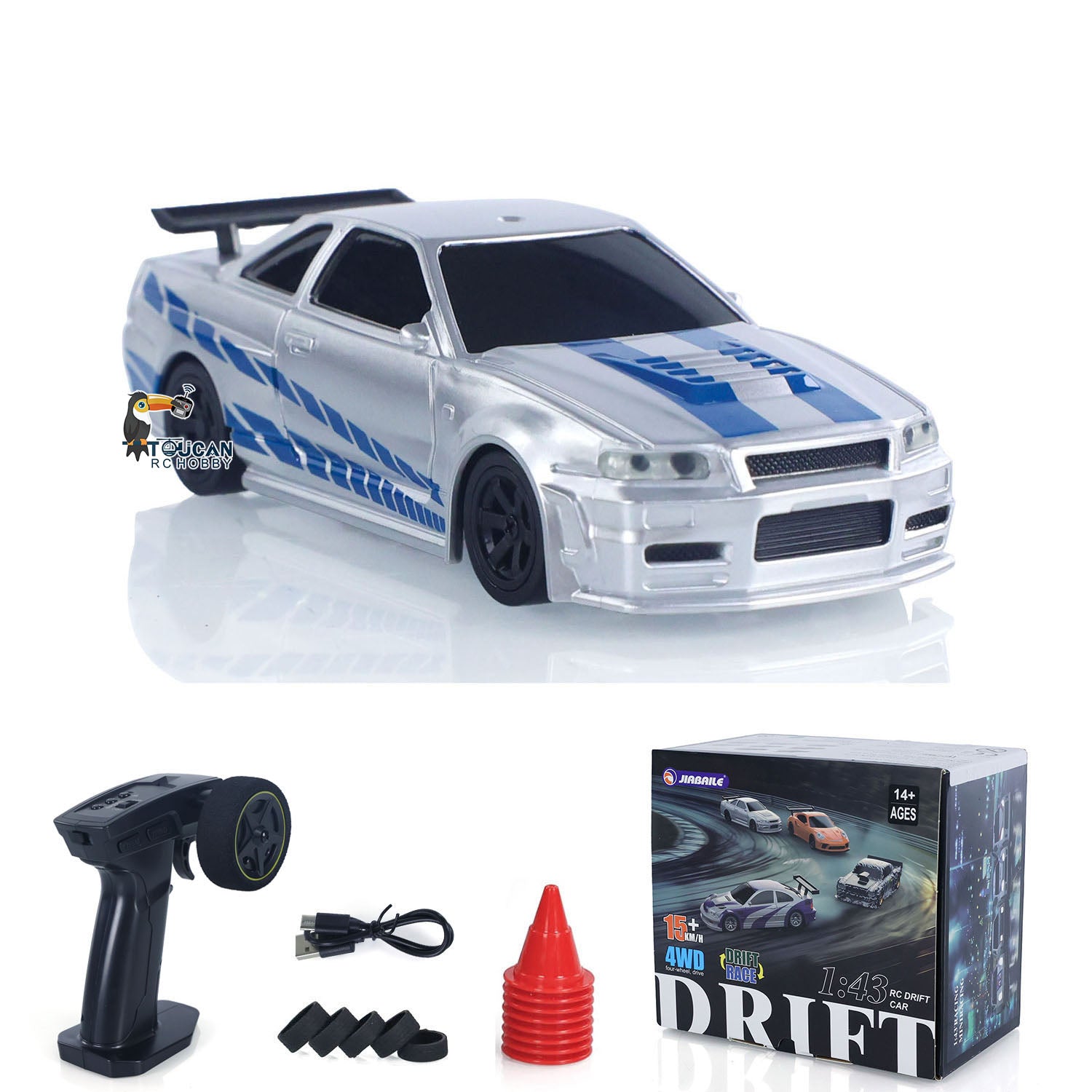 1/43 Scale R34 RC Racing Car - 4WD High Speed Drift Vehicle with 2.4G Radio Control - Ready-to-Run Mini RC Toy Car for Kids - Perfect for Indoor Racing, Drifting Practice & Birthday Gifts