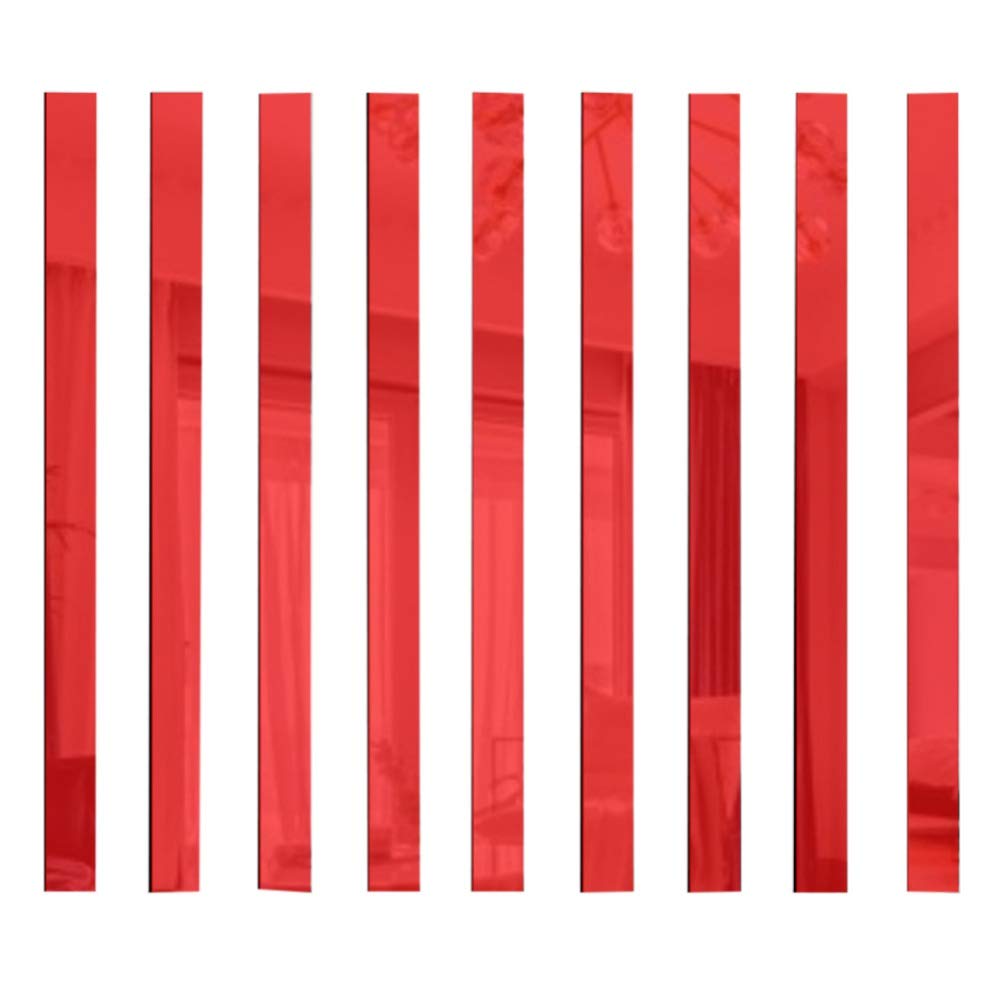 10 Pack Self-Adhesive Mirror Wall Stickers - Striped Design Acrylic Mirror Tiles for DIY Home Decor, Removable Decals for Living Room, Bedroom & Bathroom - Perfect for Wall Borders, Accent Walls & Creative Interior Design