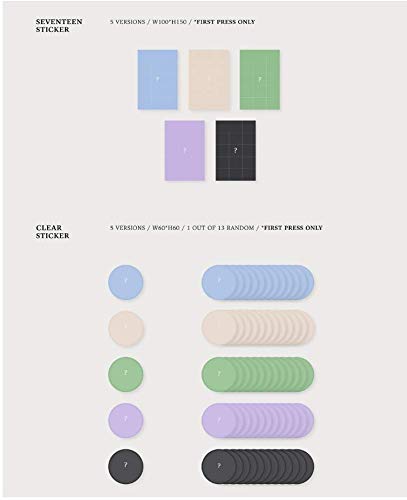 SEVENTEEN 3rd Album [Version 1] - CD, Photobook, Mini Photobook, Photocard, Stickers, Clear Stickers, Folded Poster & Handy Photo Mirror | K-Pop Music Collection for Fans, Gift Idea & Display Piece