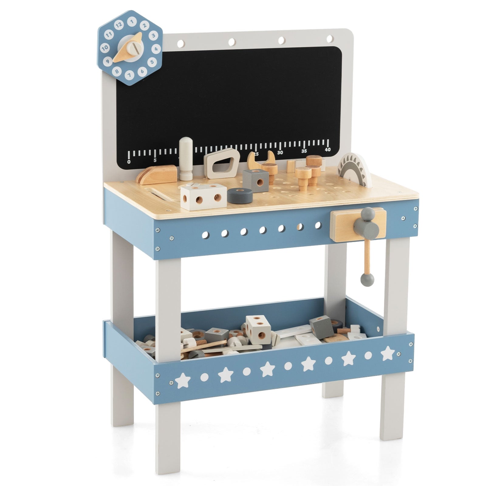 61 Pcs Kids Tool Workbench Set - Blue Toy Tool Kit with Pretend Play Tools for Toddlers & Children - Perfect for DIY Role Play, Birthday Gifts & Early Learning Development