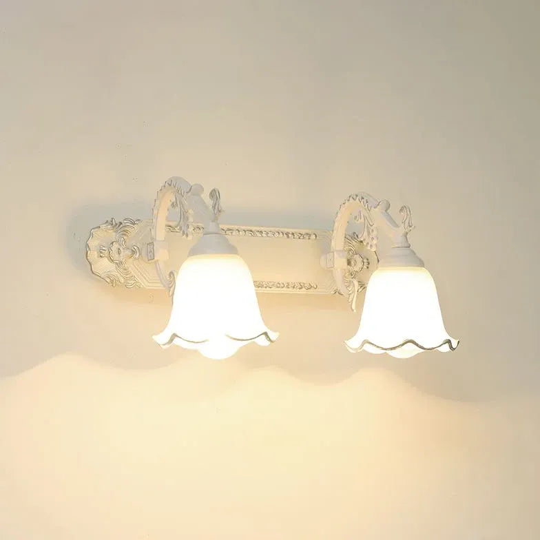 French Carving Glass Bathroom Wall Lights - Elegant Vanity Sconce for Modern Bathroom Decor | Perfect for Powder Room, Spa, and Master Bath Lighting