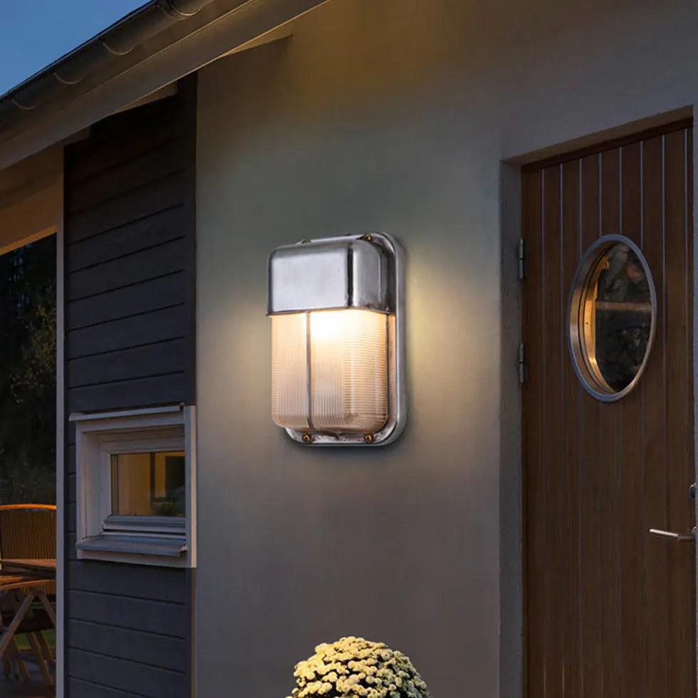 Modern Geometric Silver Industrial Outdoor Wall Lights - Waterproof & Durable for Patio, Garden, Porch, and Exterior Home Lighting