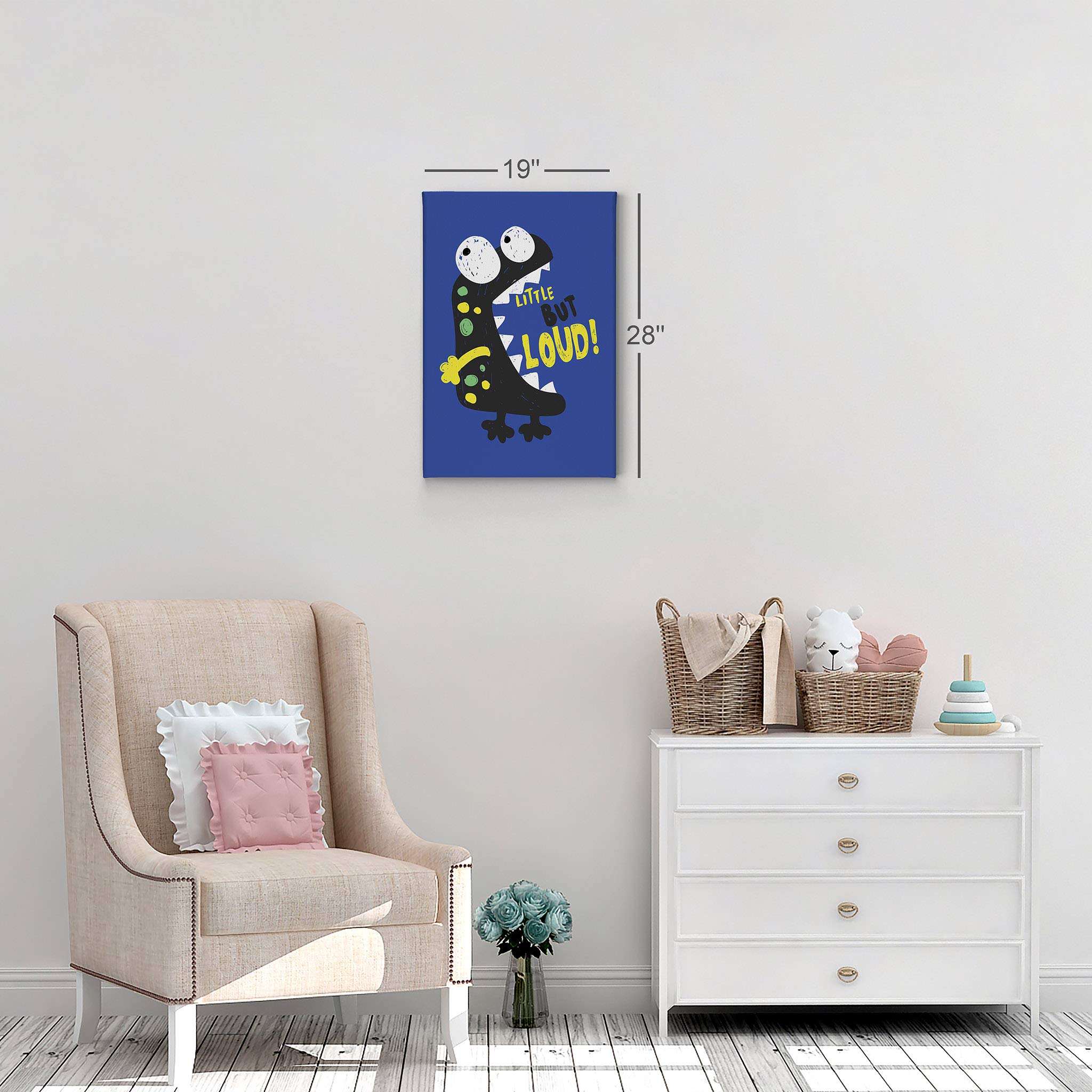 Smile Art Design Cute Little Blue Monster Canvas Wall Art - 28x19 Inch Ready to Hang Nursery Decor, Boys Room Decor & Kids Wall Art | Perfect for Baby Rooms, Playrooms & Children's Bedrooms | Made in USA