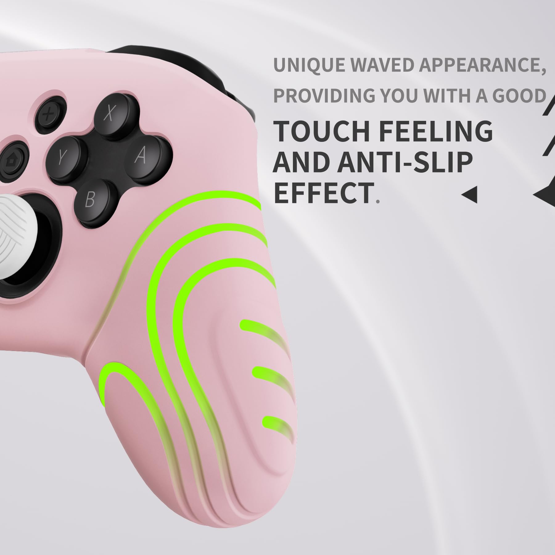 PlayVital Samurai Edition Ergonomic Silicone Protective Case for Nintendo Switch Pro Controller - Soft Anti-Slip Grip Cover with Thumb Grips, Cherry Blossom Pink | Perfect for Gaming, Travel & Long Play Sessions