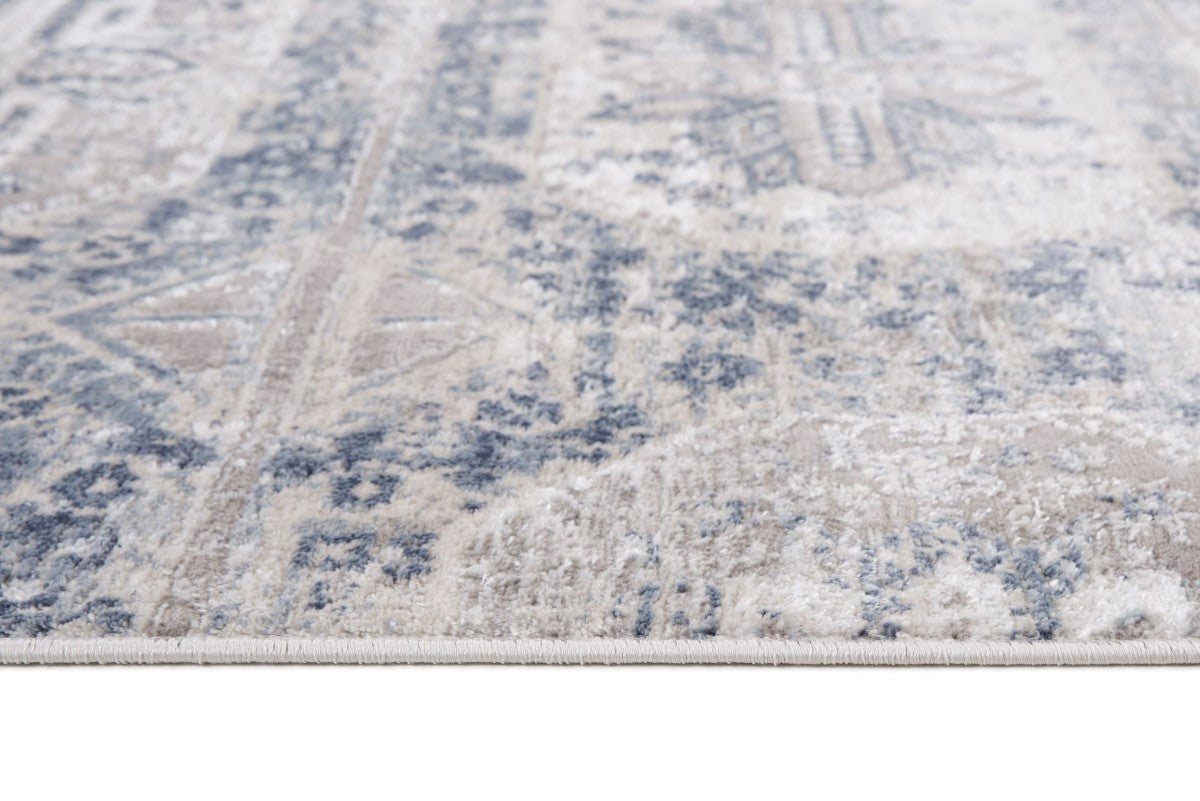 8x11 Grey and Blue Area Rug - Soft Non-Slip Living Room Rug for Bedroom, Dining Room, and Home Decor