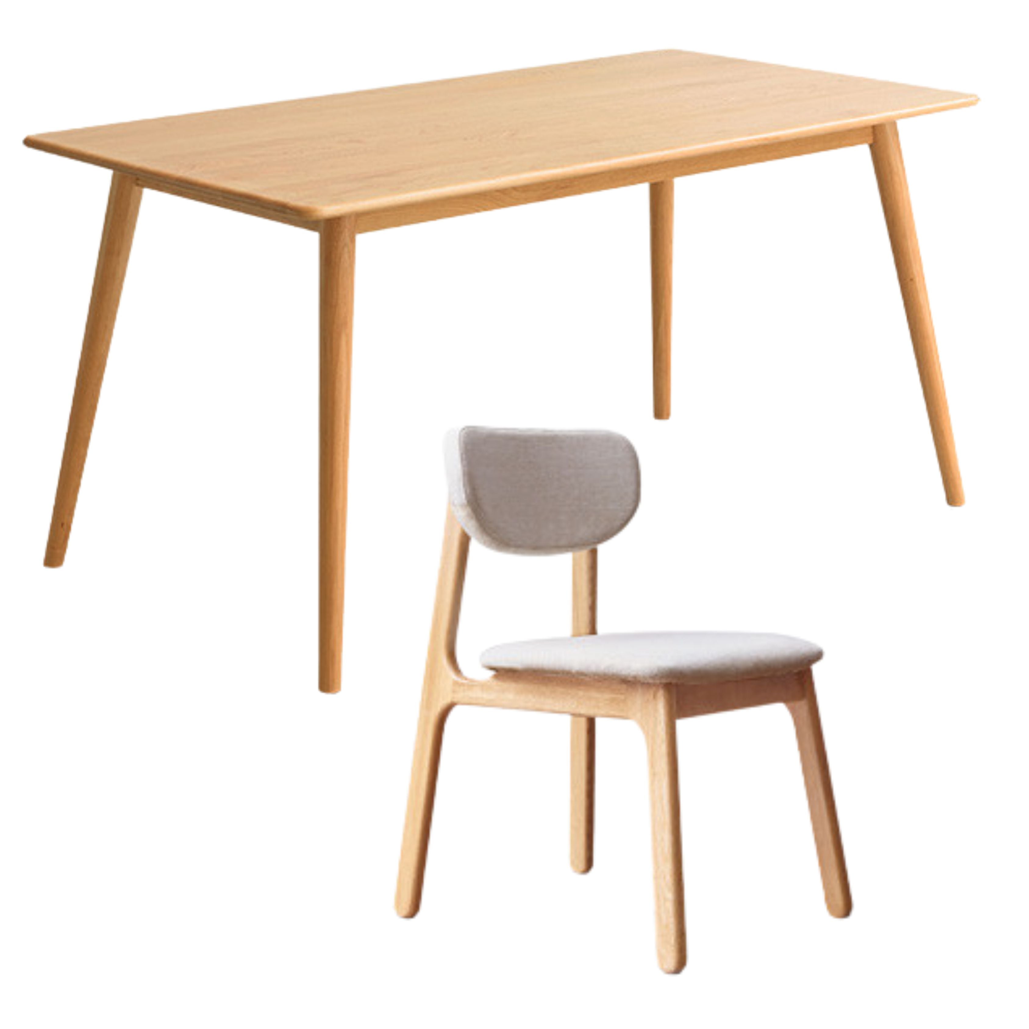 51.2x31.5x29.5 inch / 130x80x75 сm /Natural Wood Color / Dining table + four chairs