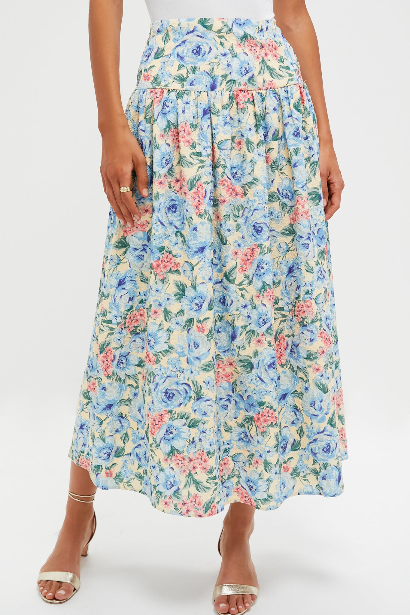 Blue Multi Maxi Skirt for Women - Flowy Long Boho Skirt with Elastic Waist | Perfect for Beach, Vacation & Summer Outfits
